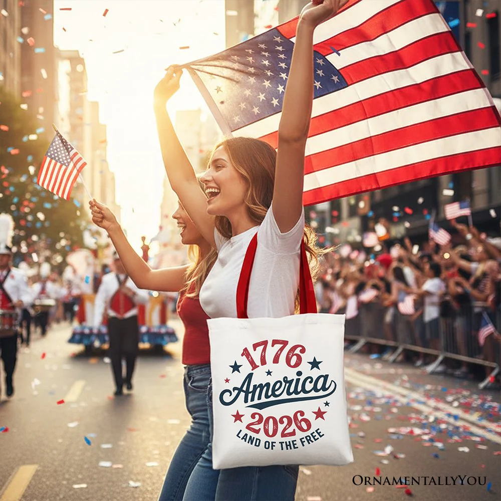 Patriotic America 1776-2026 Land of the Free Canvas Tote Bag, 250 Year Independence Day Celebration Gift - Image 7