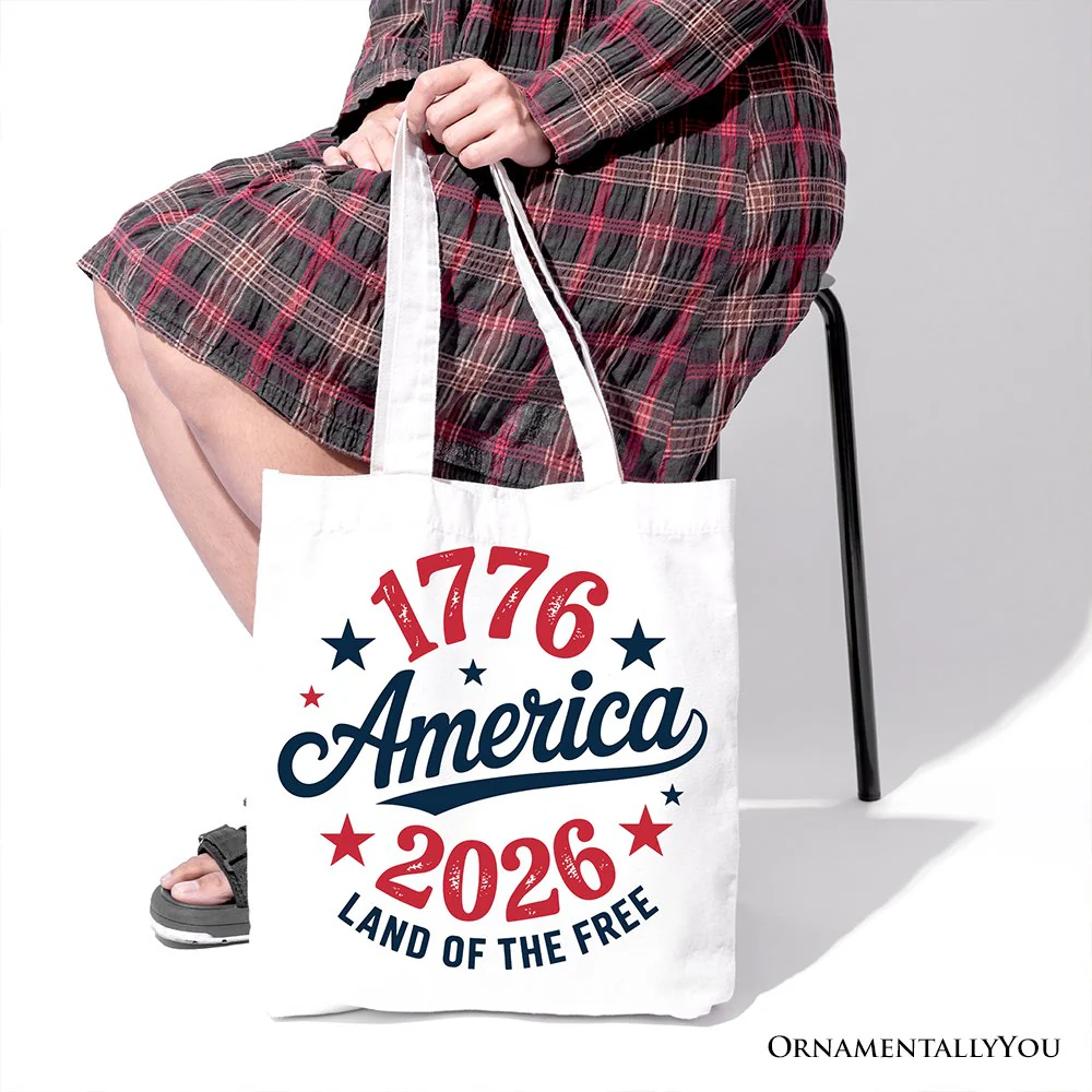 Patriotic America 1776-2026 Land of the Free Canvas Tote Bag, 250 Year Independence Day Celebration Gift - Image 8