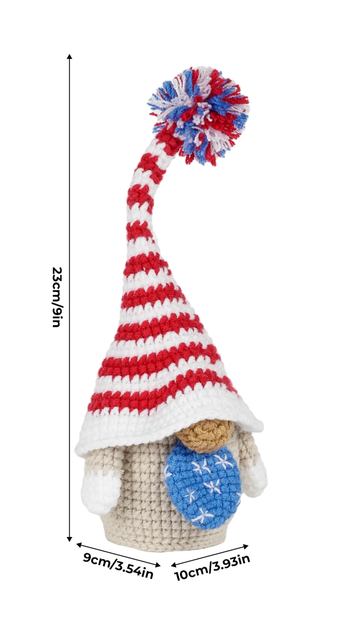 Patriotic Gnome Amigurumi DIY Crochet Kit Wizardi F07N8-M195 - Image 3