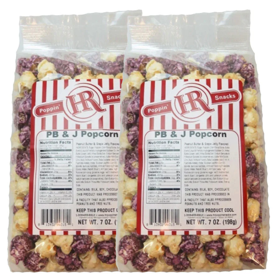 Peanut Butter & Jelly Popcorn | Pack of 2 | 7 oz | HR Poppin' Snacks