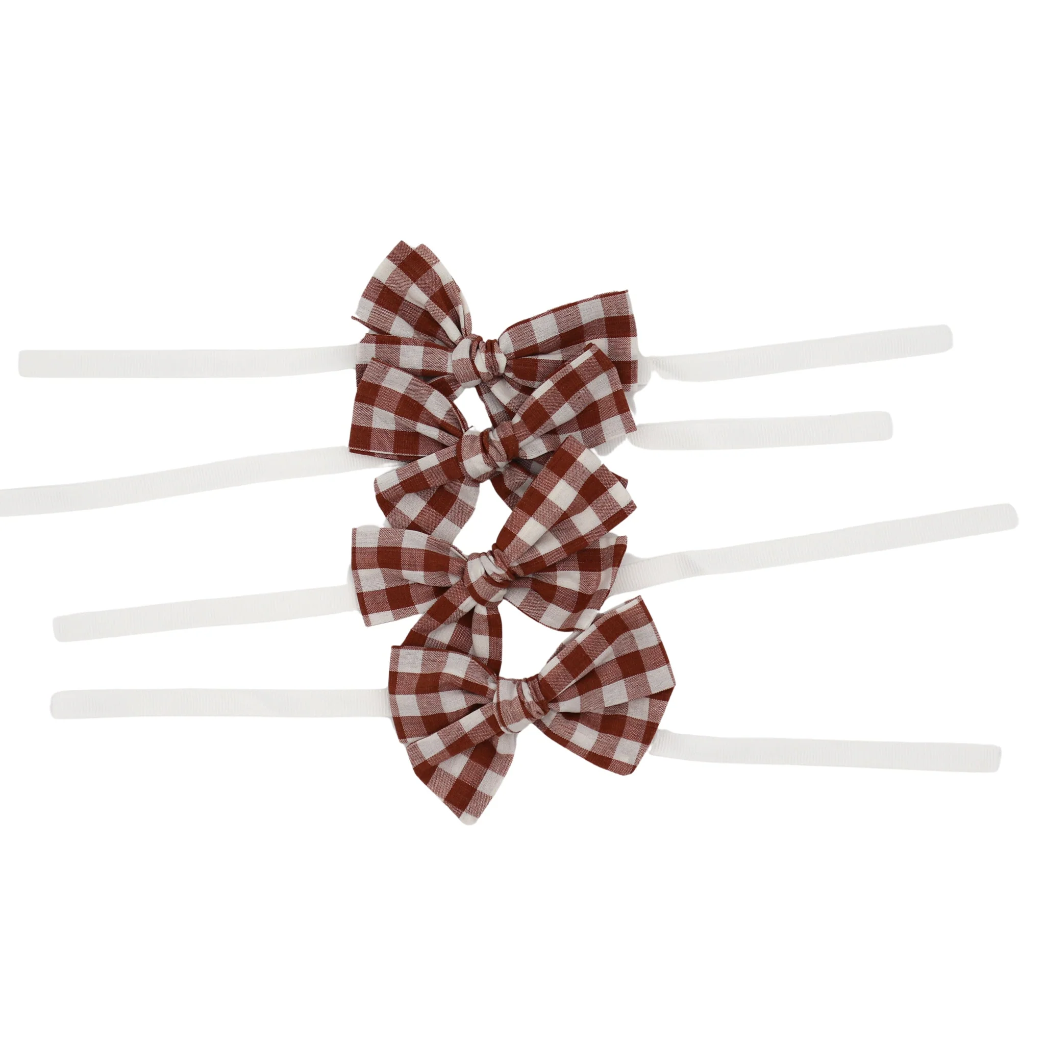 Pecan Gingham Linen Napkin Bow Tie - Set of 6 - Image 2