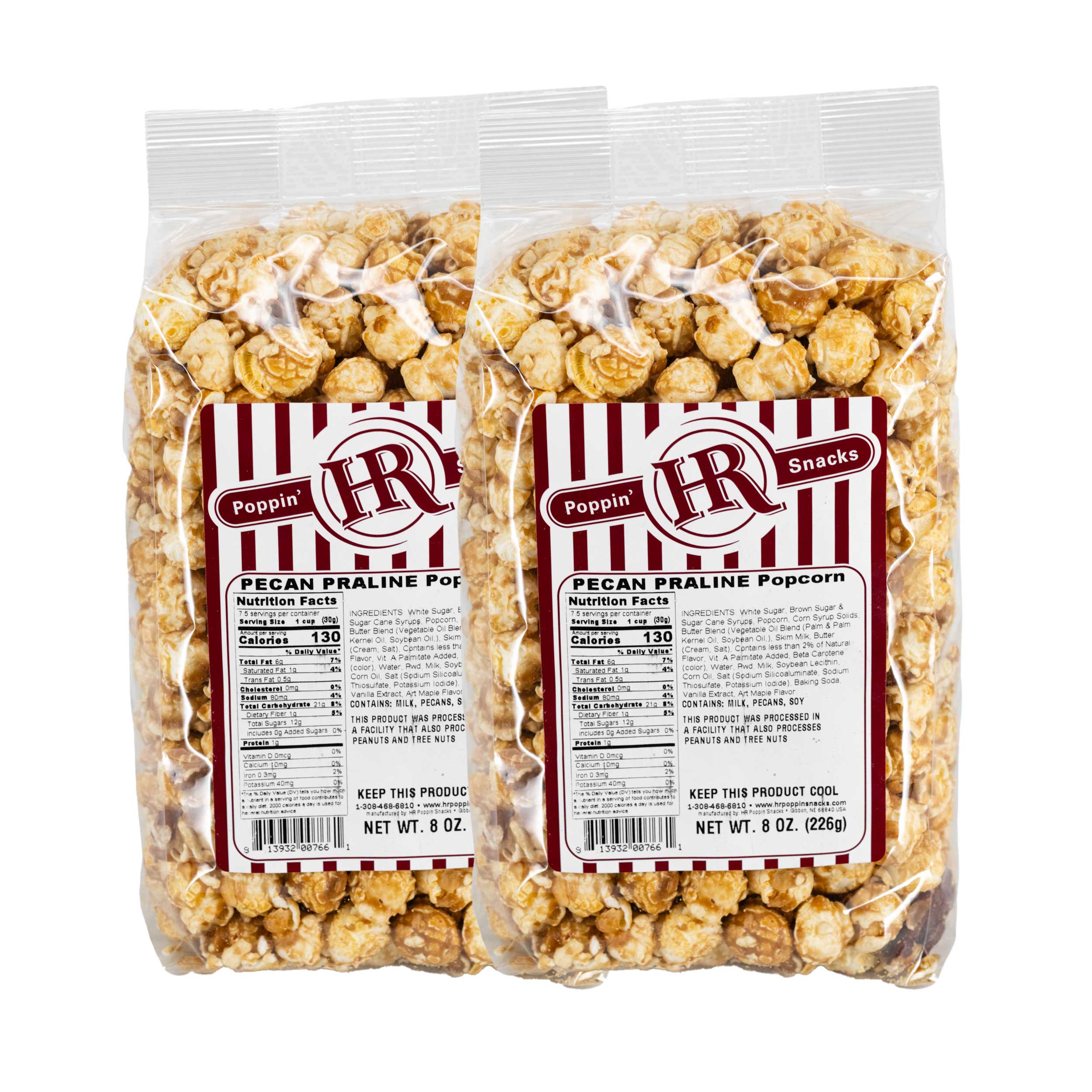 Pecan Praline Popcorn | Pack of 2 | 8 oz | HR Poppin' Snacks