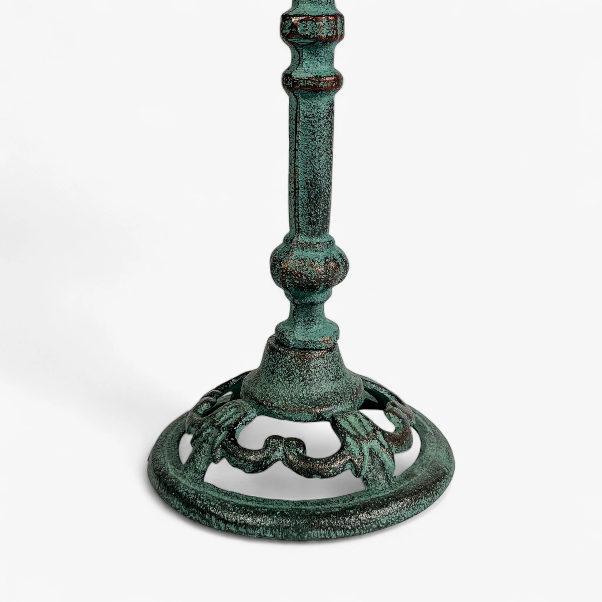 Pedestal Bird Bath Cast Iron Green Patina Garden Decor - Image 4