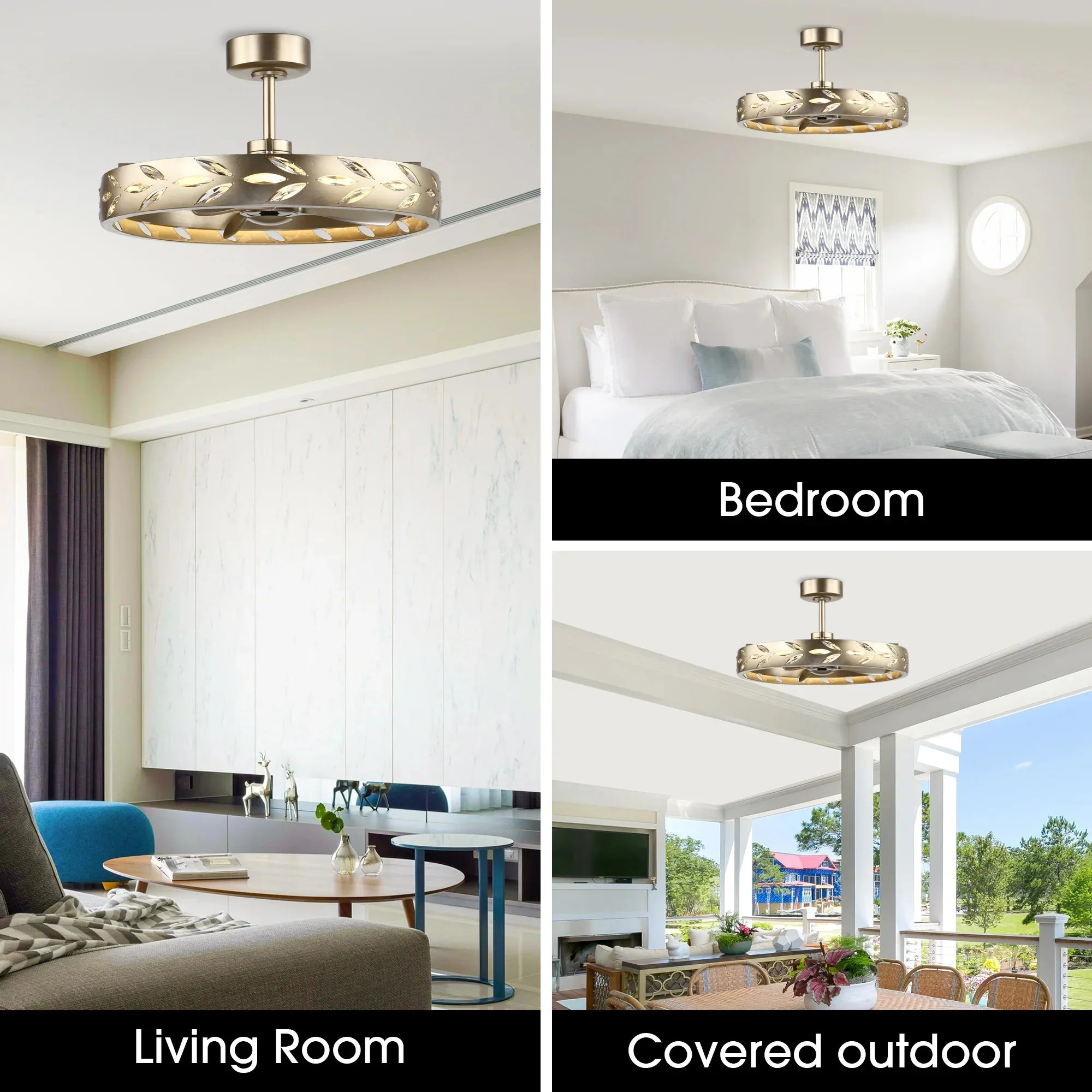 Perimost 29 Inch Antique Silver Downrod Mount Luxury Fandelier with Light and Remote Control - Image 6