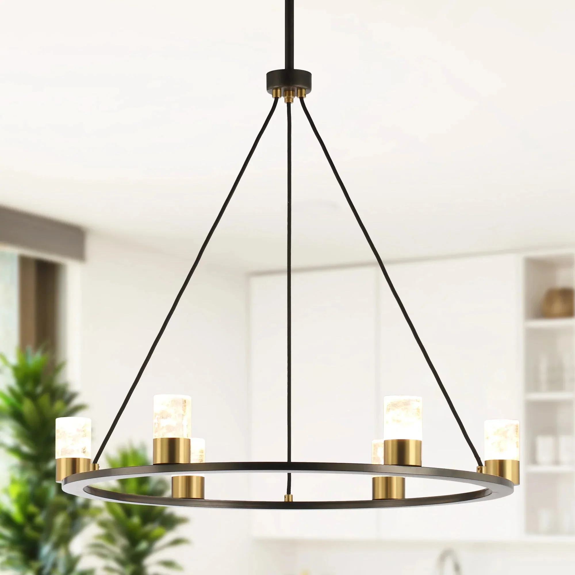 Perimost 31 Inch Alma 6-Light Black Modern Luxury Chandelier - Image 3