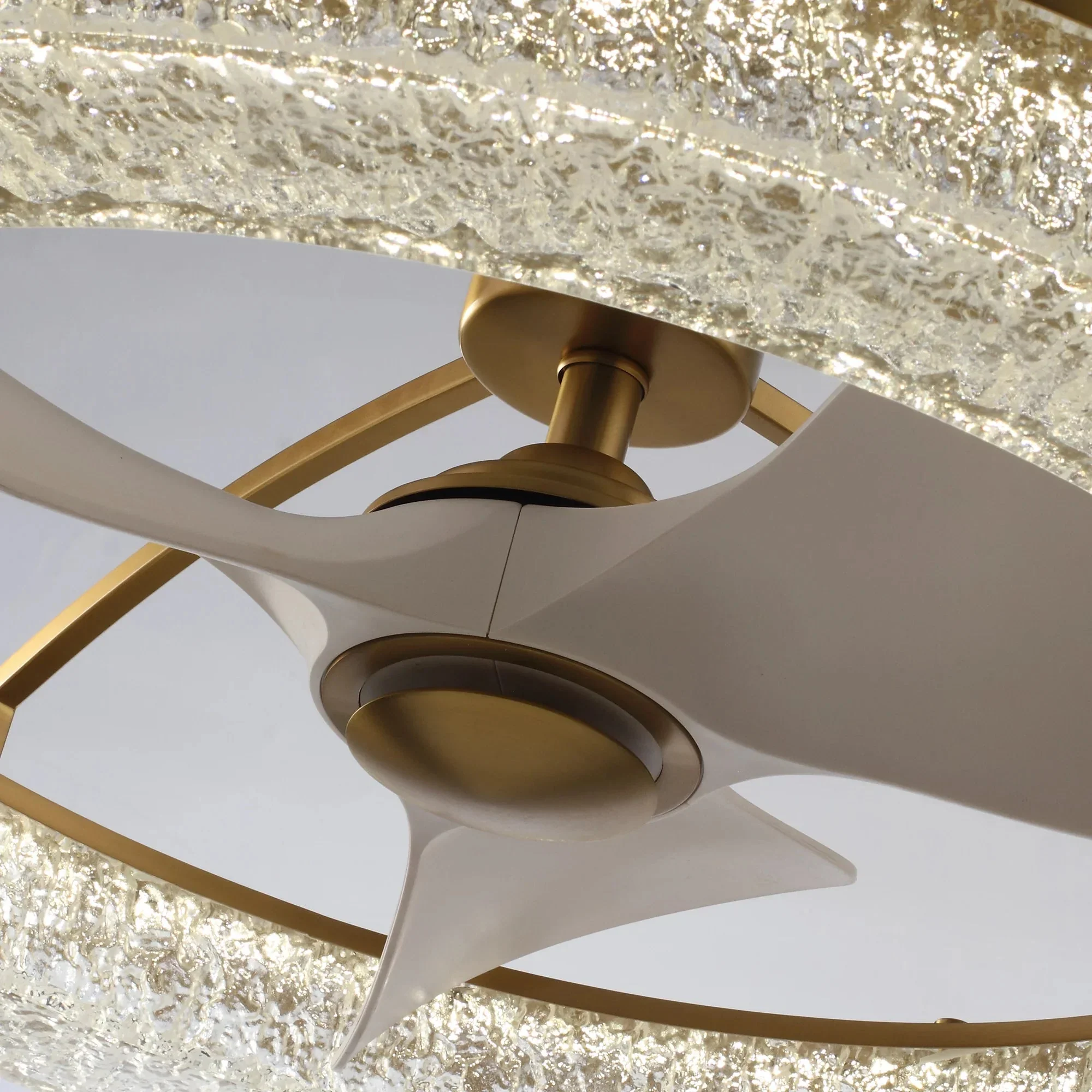 Perimost 32 Inch Andrea Electroplated Golden Luxury LED Fandelier with Remote Control - Image 9