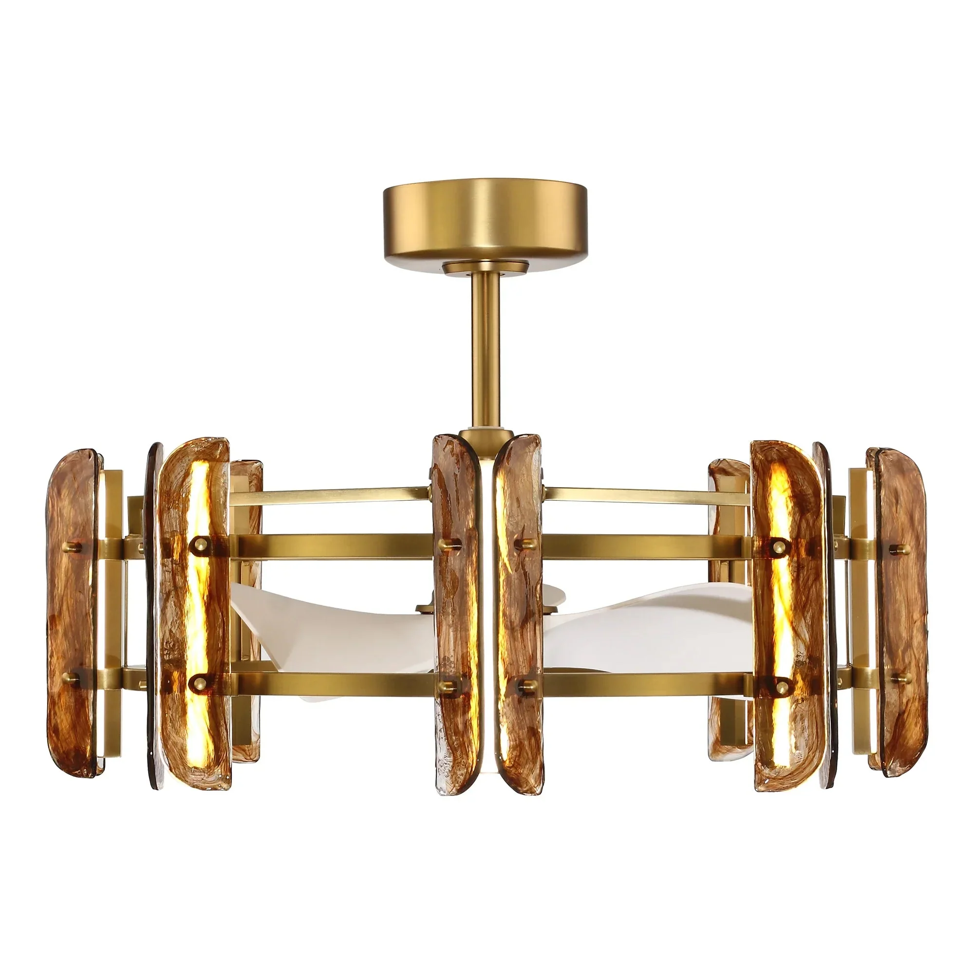 Perimost 32 Inch Astrid Electroplated Golden Luxury LED Fandelier with Remote Control - Image 12
