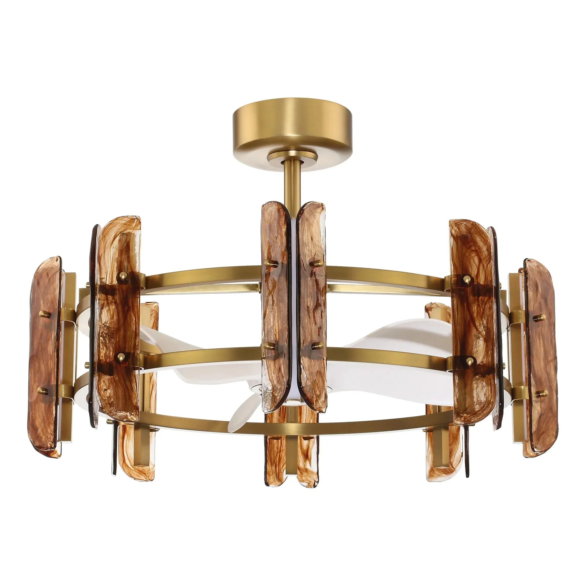 Perimost 32 Inch Astrid Electroplated Golden Luxury LED Fandelier with Remote Control - Image 13