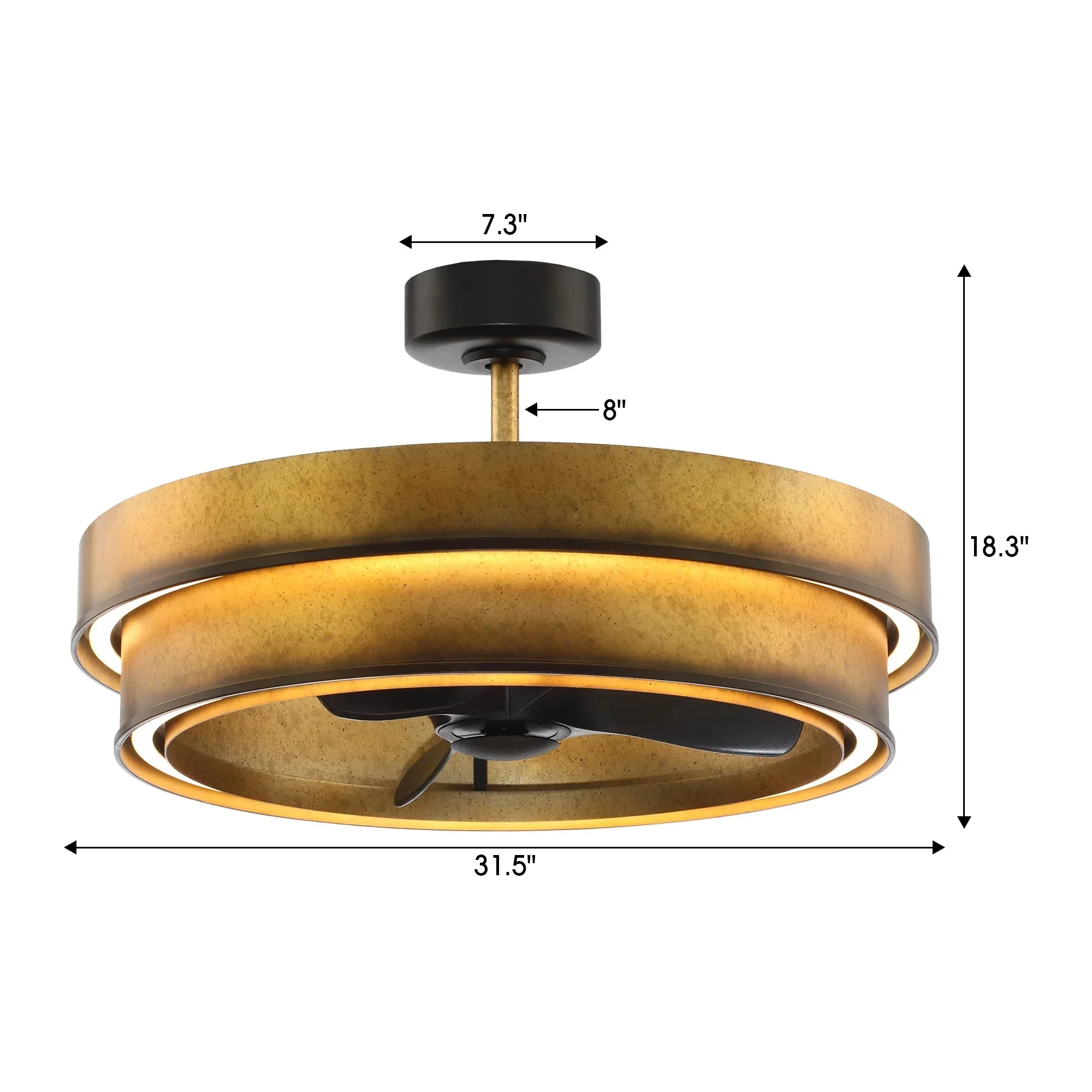 Perimost 32 Inch Eartha Antique Bronze Downrod Mount Luxury Fandelier with Light and Remote Control - Image 15