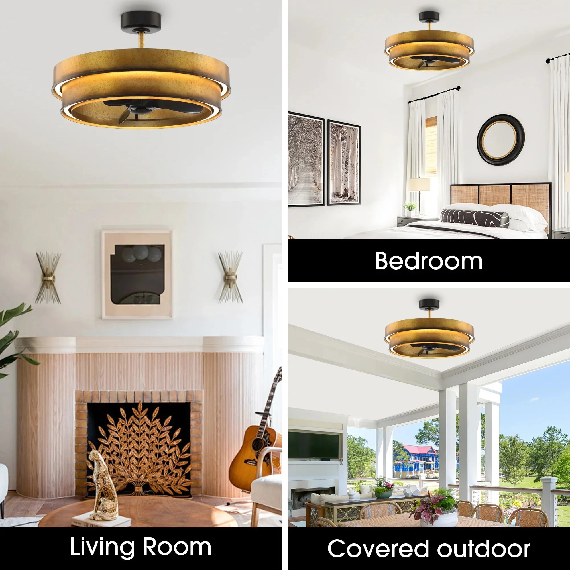 Perimost 32 Inch Eartha Antique Bronze Downrod Mount Luxury Fandelier with Light and Remote Control - Image 6
