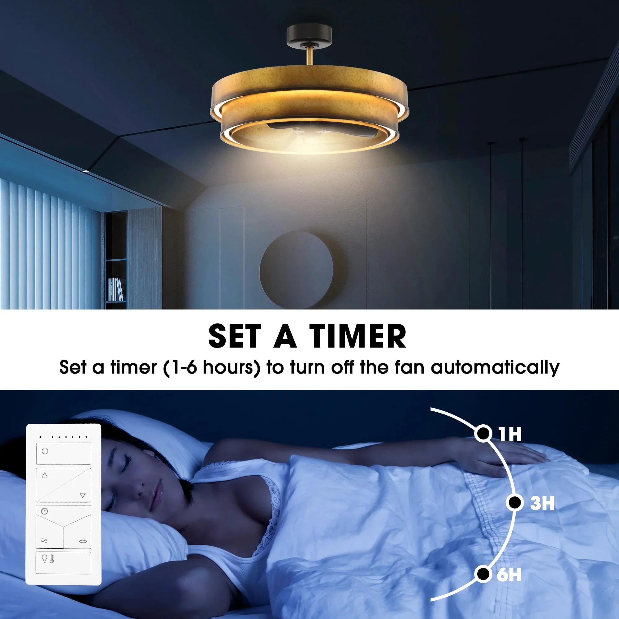 Perimost 32 Inch Eartha Antique Bronze Downrod Mount Luxury Fandelier with Light and Remote Control - Image 7