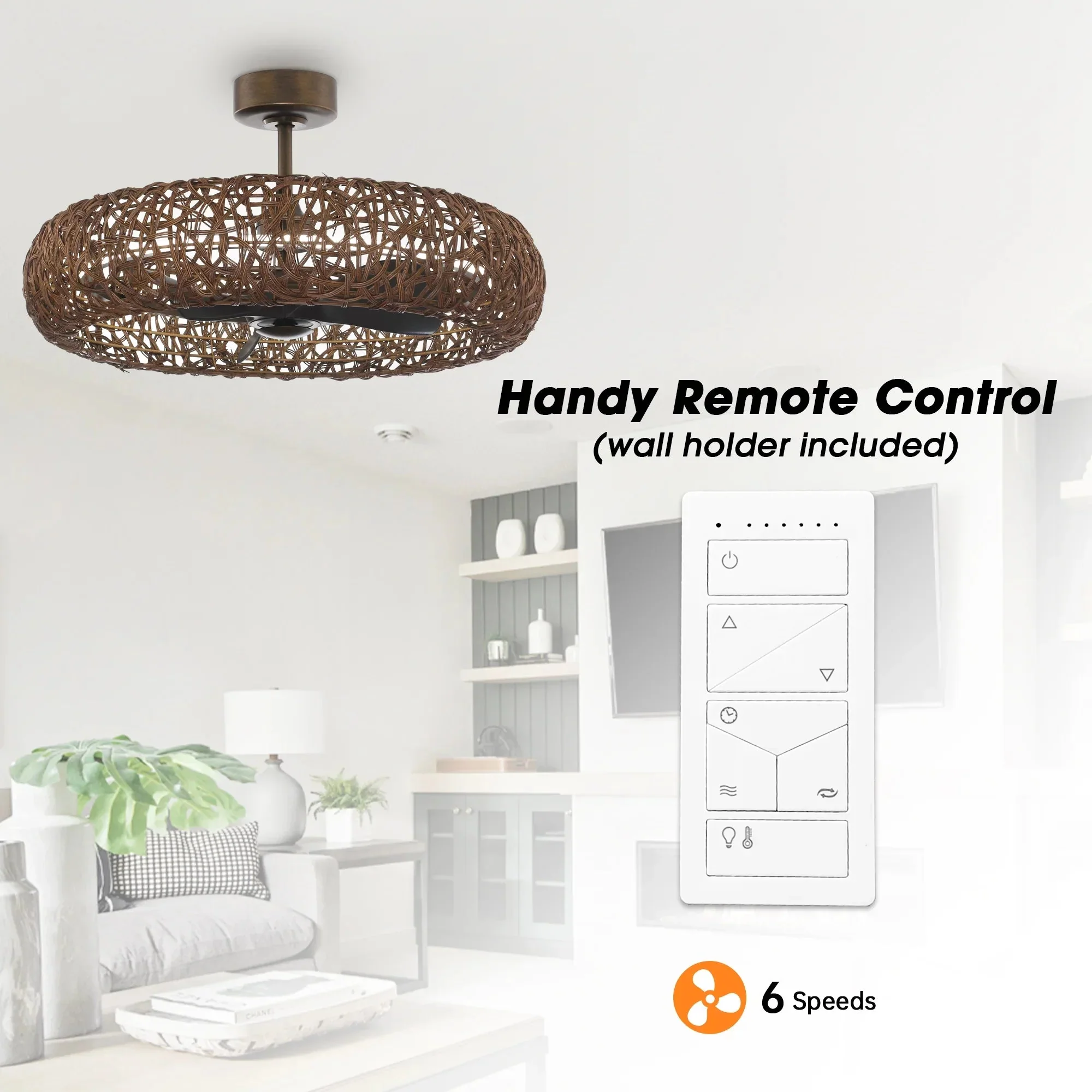 Perimost 35 Inch Golden Bronze Downrod Mount Luxury Fandelier with Light and Remote Control - Image 4