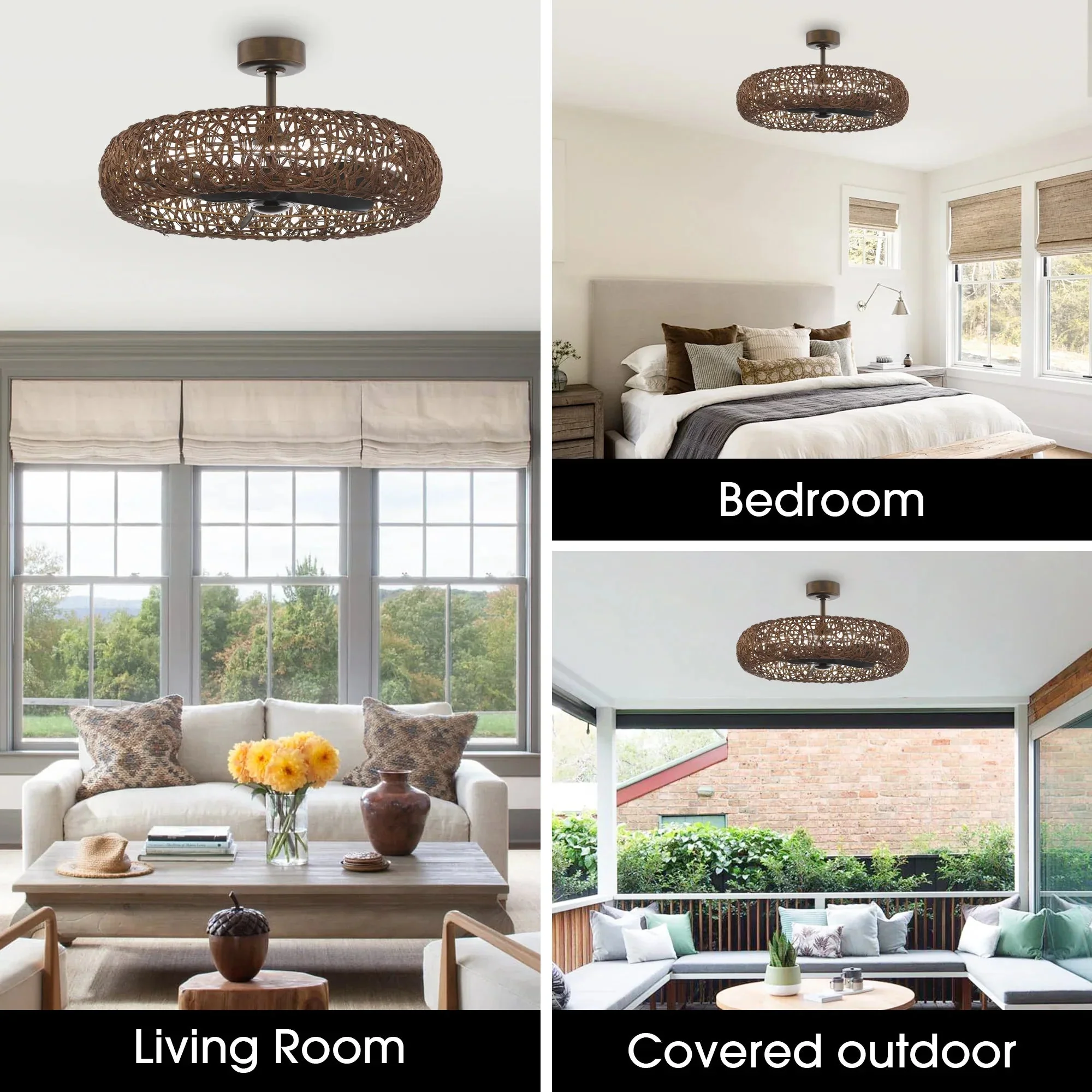 Perimost 35 Inch Golden Bronze Downrod Mount Luxury Fandelier with Light and Remote Control - Image 5