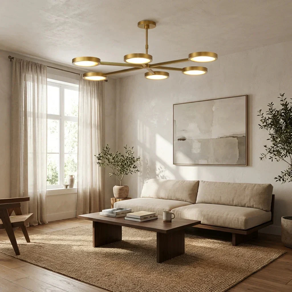 Perimost 52 Inch Golden Modern Six Round LED Luxury Chandelier - Image 2