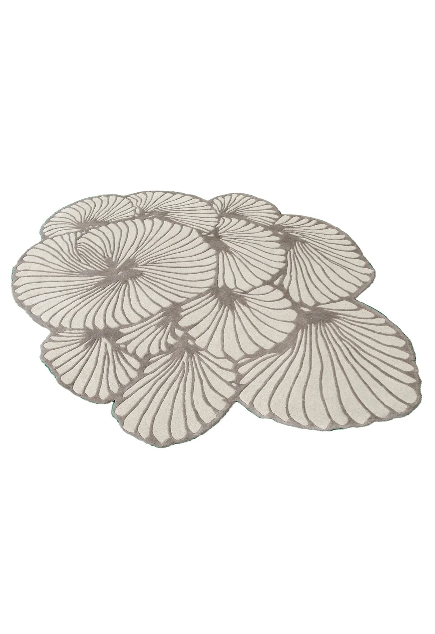 Petals Modern Floral Lace Beige Hand Tufted 5x7 Wool Rug - Image 8