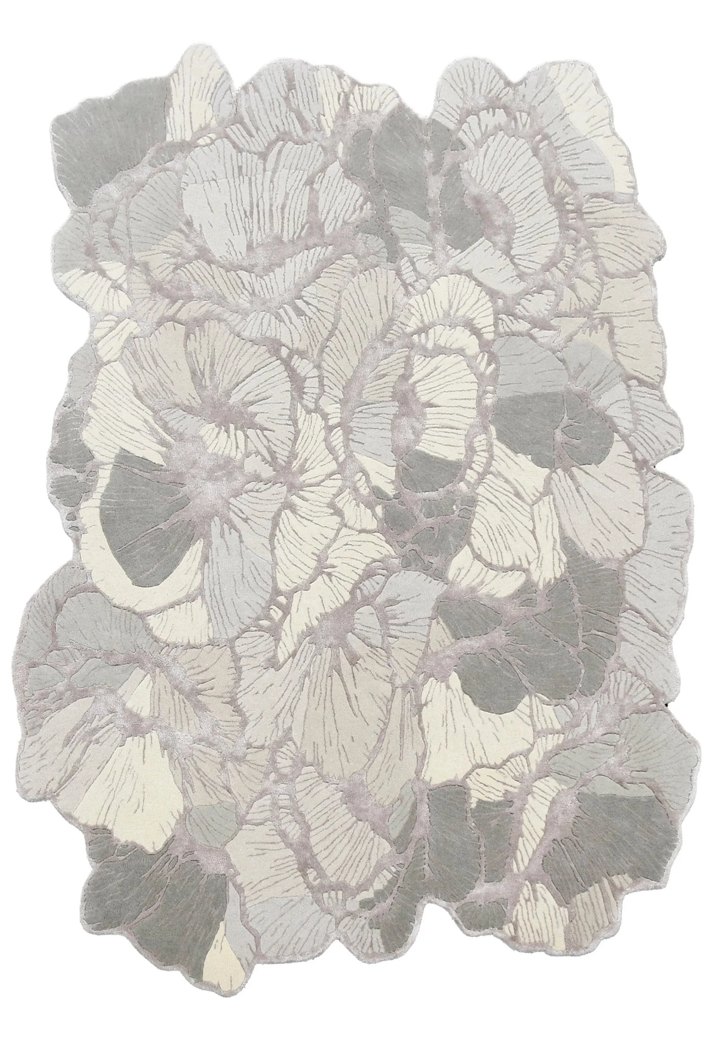 Petals Modern Gray Hand Tufted 5x7 Wool Area Rug