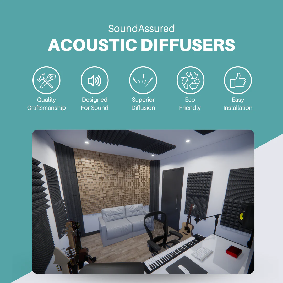 Pine Wood Acoustic Diffuser - Wooden Acoustic Diffusion Panel For Sound Scattering - Image 8