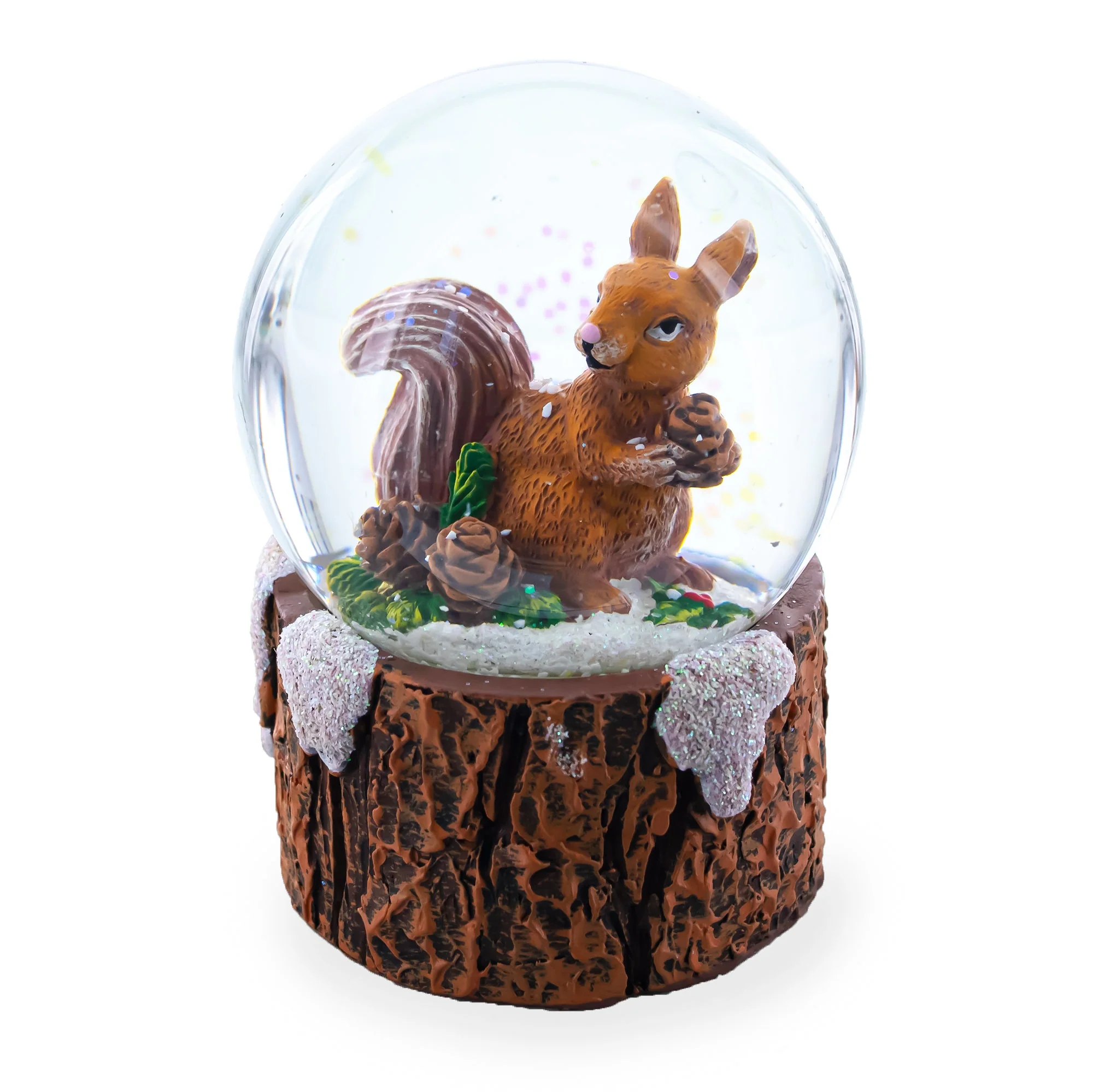 Pinecone Pal Mini Water Snow Globe: Squirrel with a Nutty Friend - Image 2