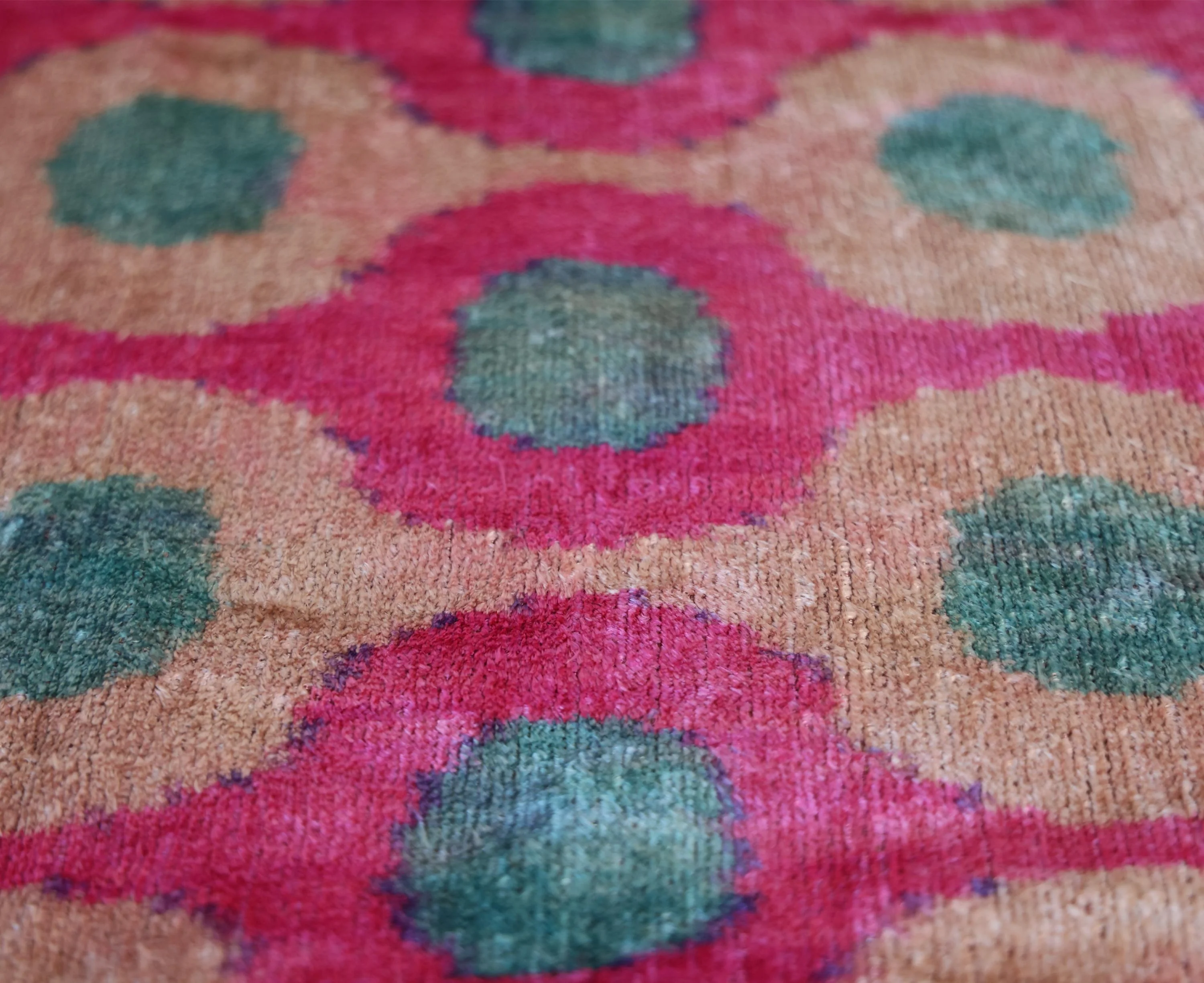 Pink and Aqua Circle Silk Velvet Pillow 16x24 Handmade Luxury Cushion - Image 2