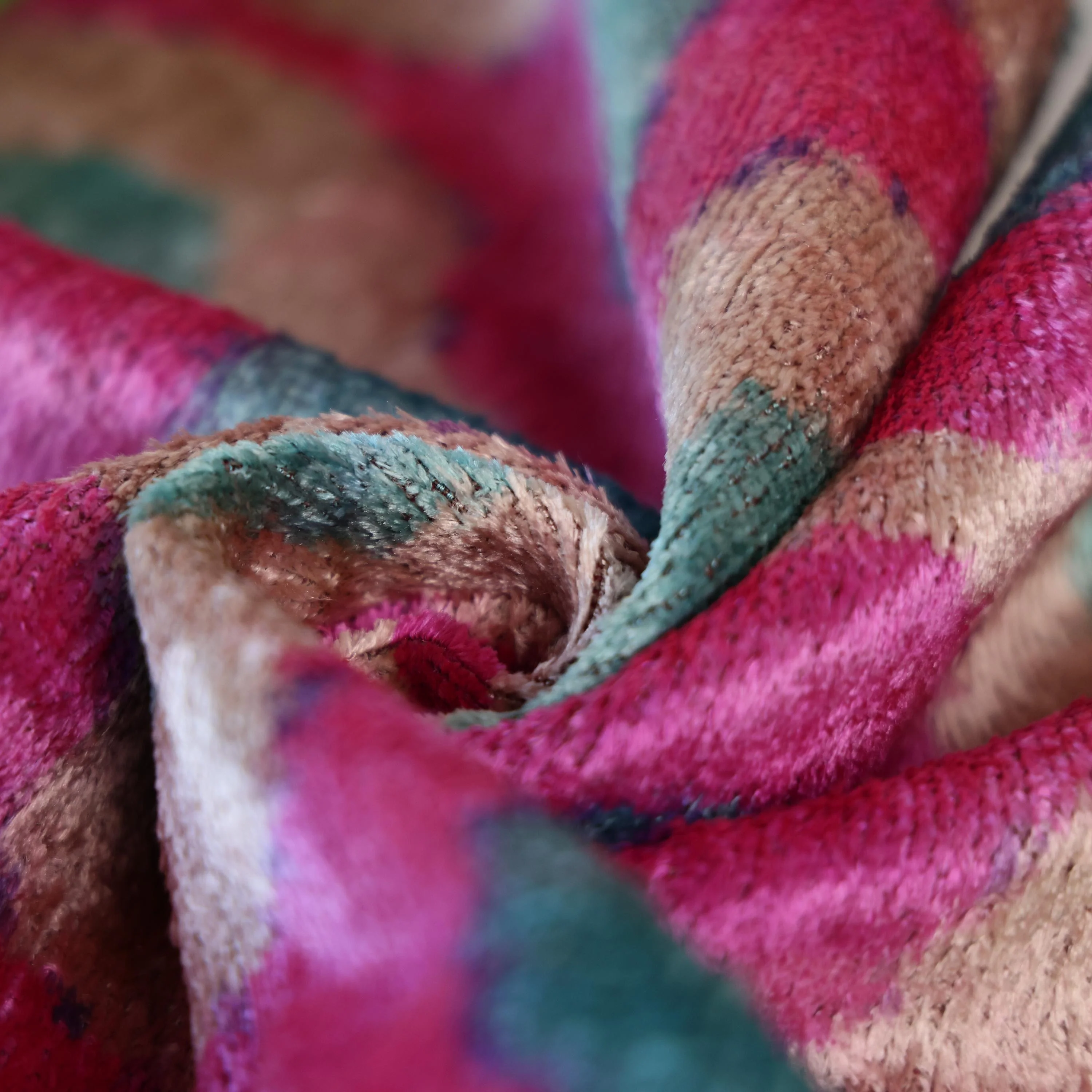 Pink and Aqua Circle Silk Velvet Pillow 16x24 Handmade Luxury Cushion - Image 3