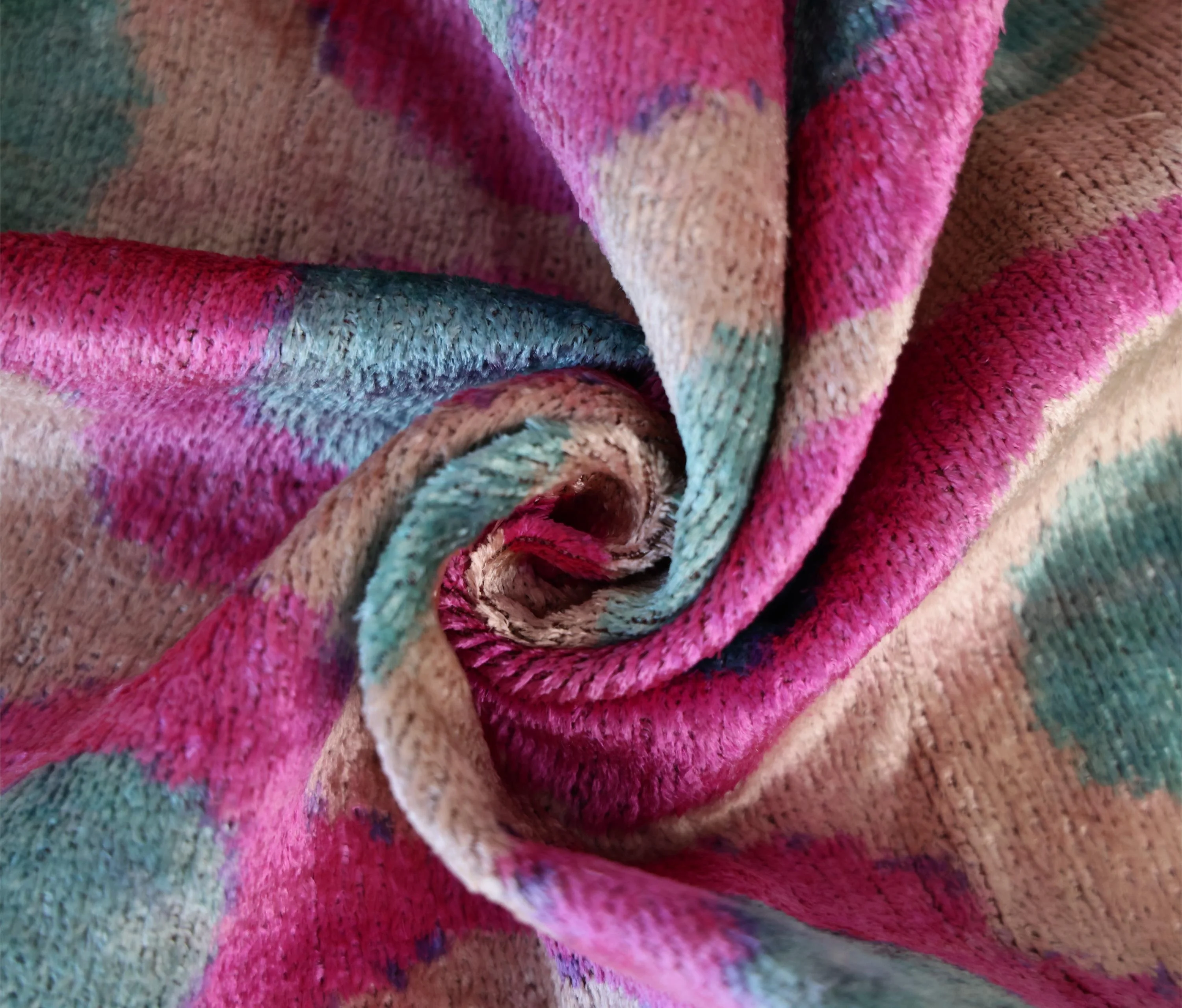 Pink and Aqua Circle Silk Velvet Pillow 16x24 Handmade Luxury Cushion - Image 4