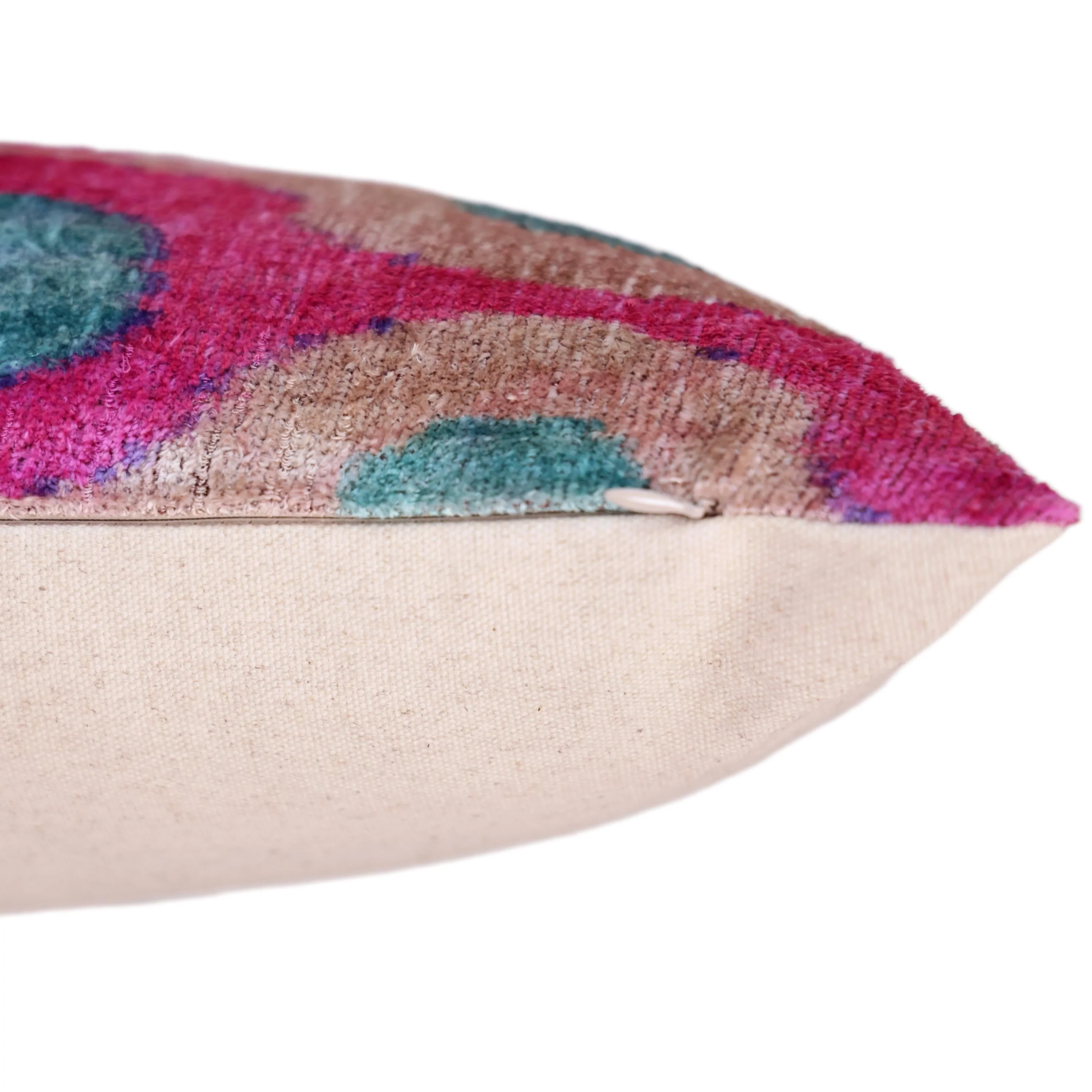 Pink and Aqua Circle Silk Velvet Pillow 16x24 Handmade Luxury Cushion - Image 8