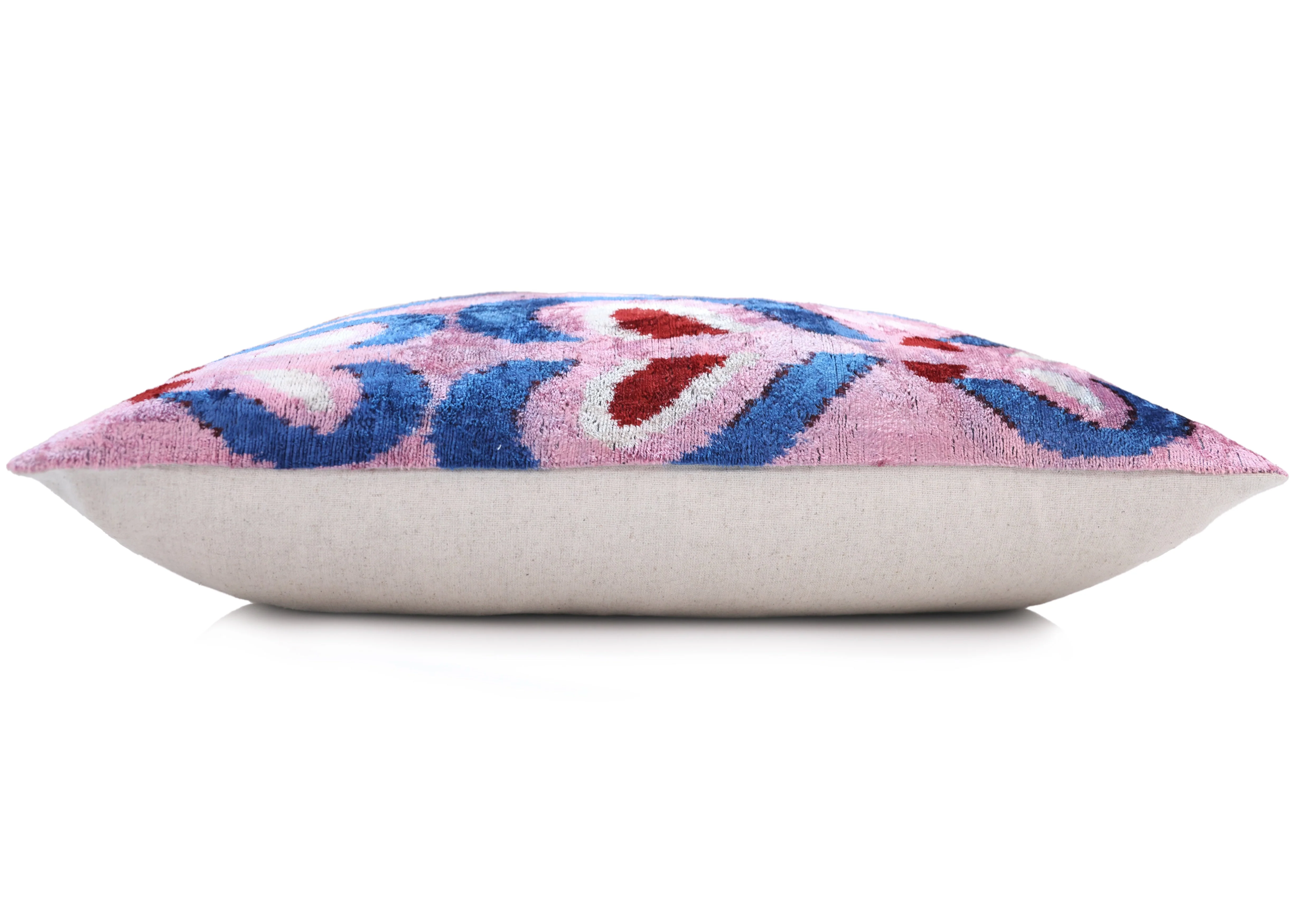 Pink & Blue Heart Pattern Velvet Pillow – Handmade 16x24 Lumbar - Image 3