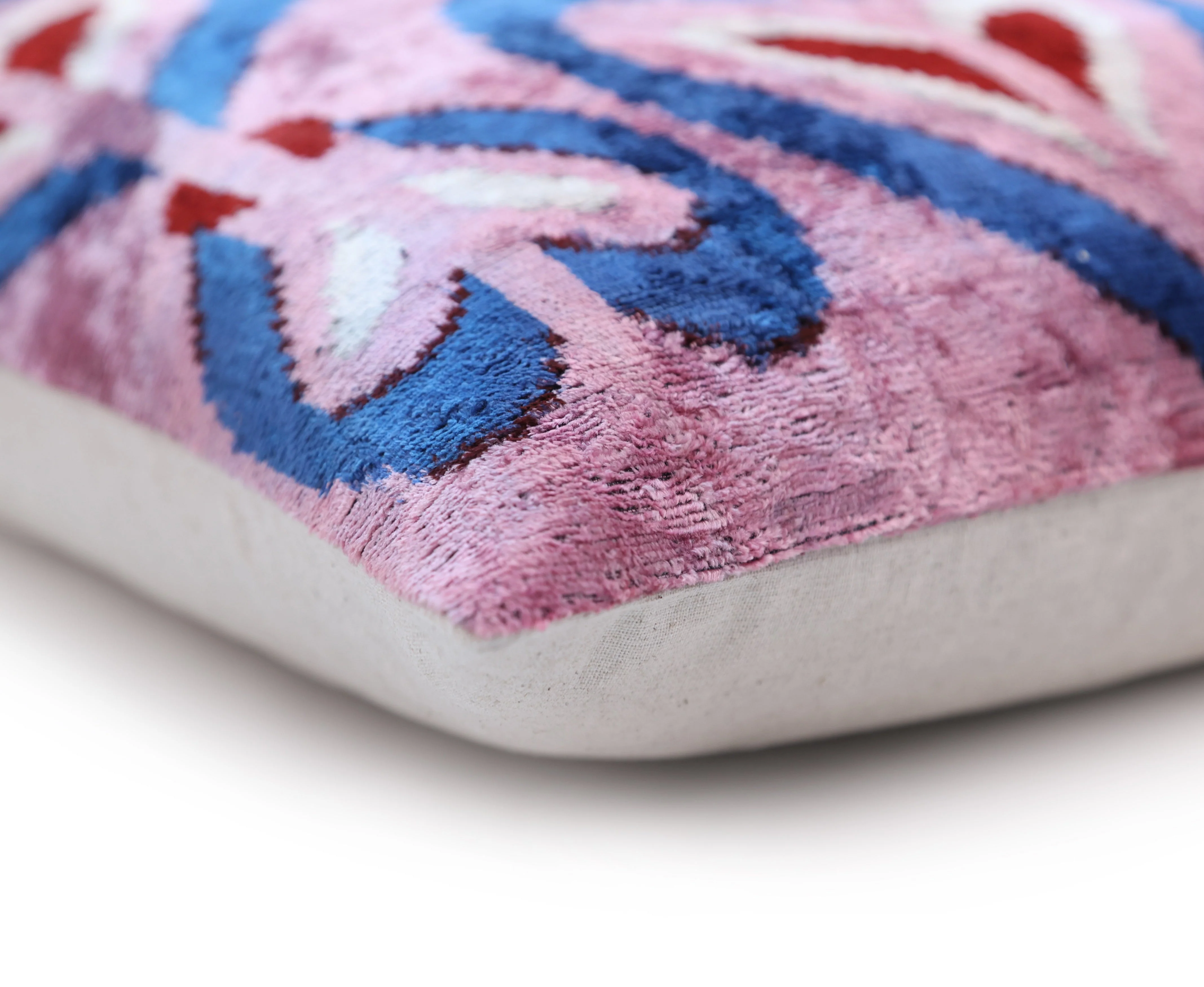 Pink & Blue Heart Pattern Velvet Pillow – Handmade 16x24 Lumbar - Image 8