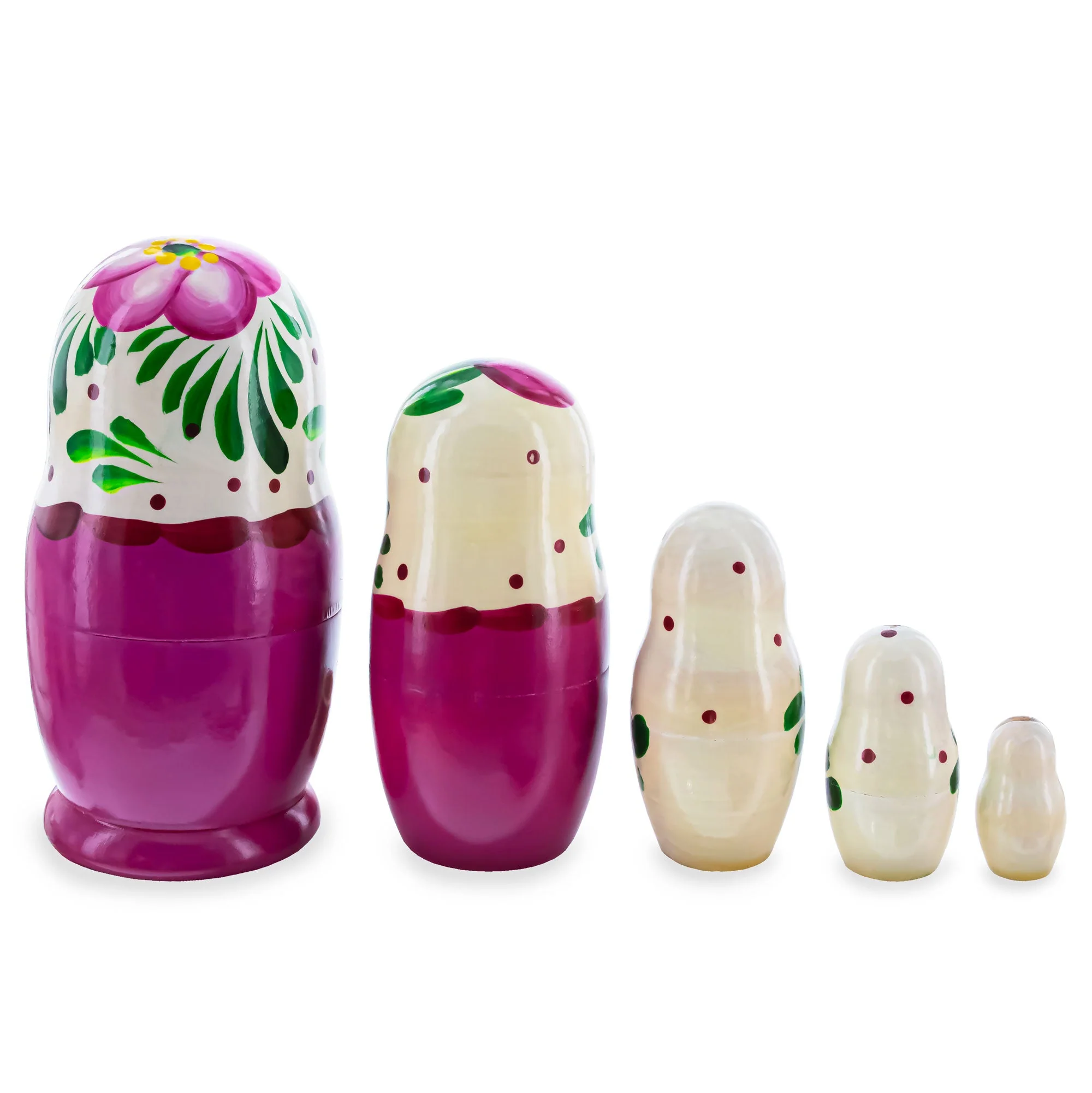 Pink Color with Pink Flowers Wooden  Nesting Dolls - Image 2