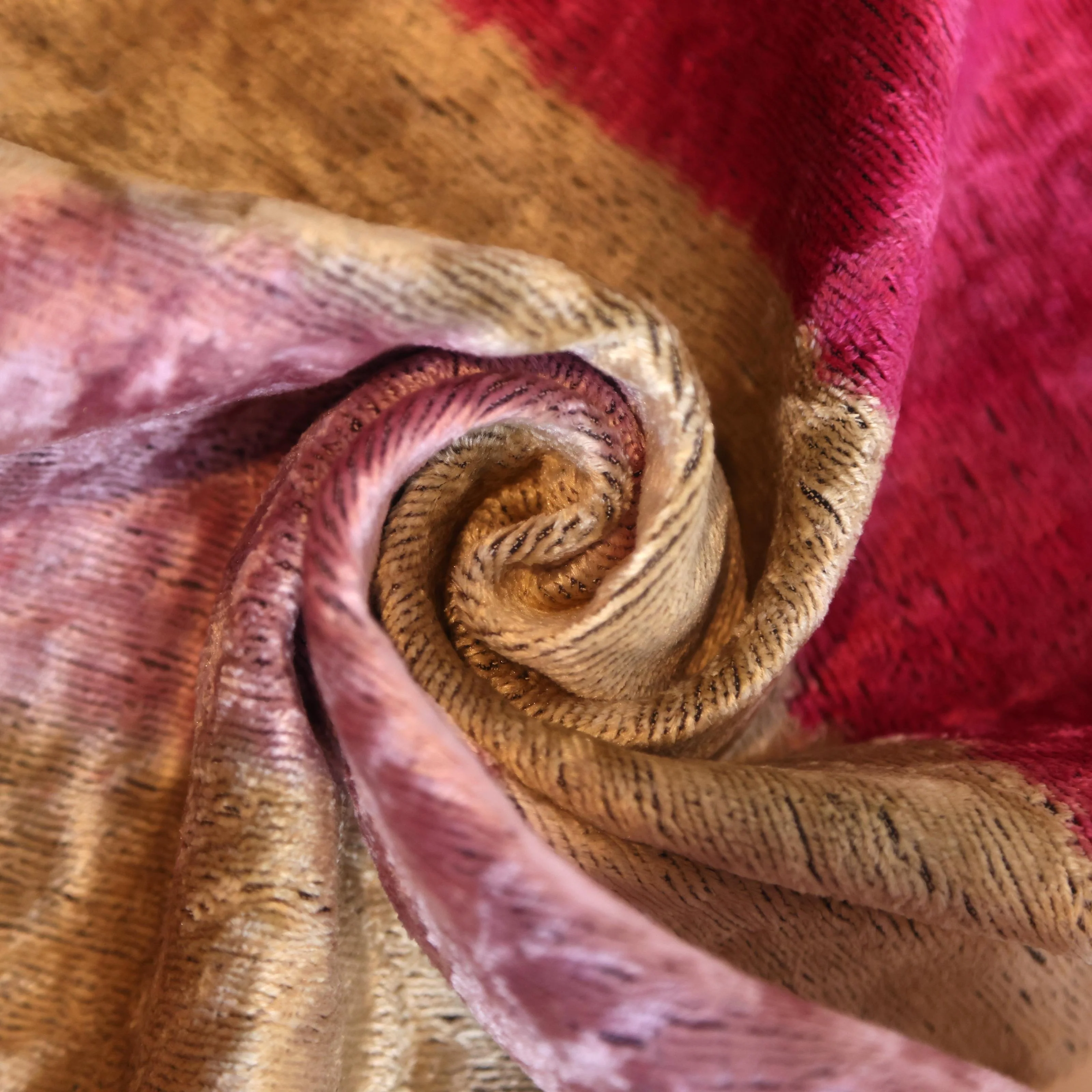 Pink Gold Striped Silk Velvet Lumbar Pillow – 16x24 Handmade Luxury Cushion - Image 2