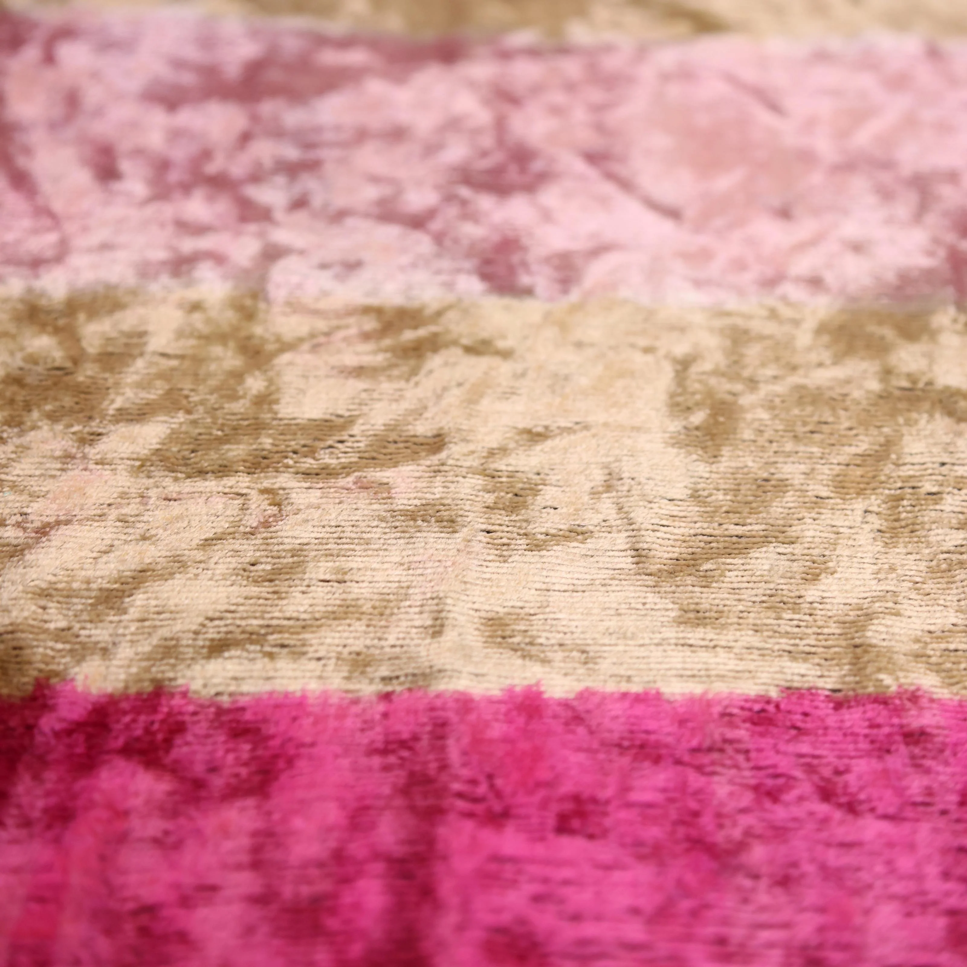 Pink Gold Striped Silk Velvet Lumbar Pillow – 16x24 Handmade Luxury Cushion - Image 3