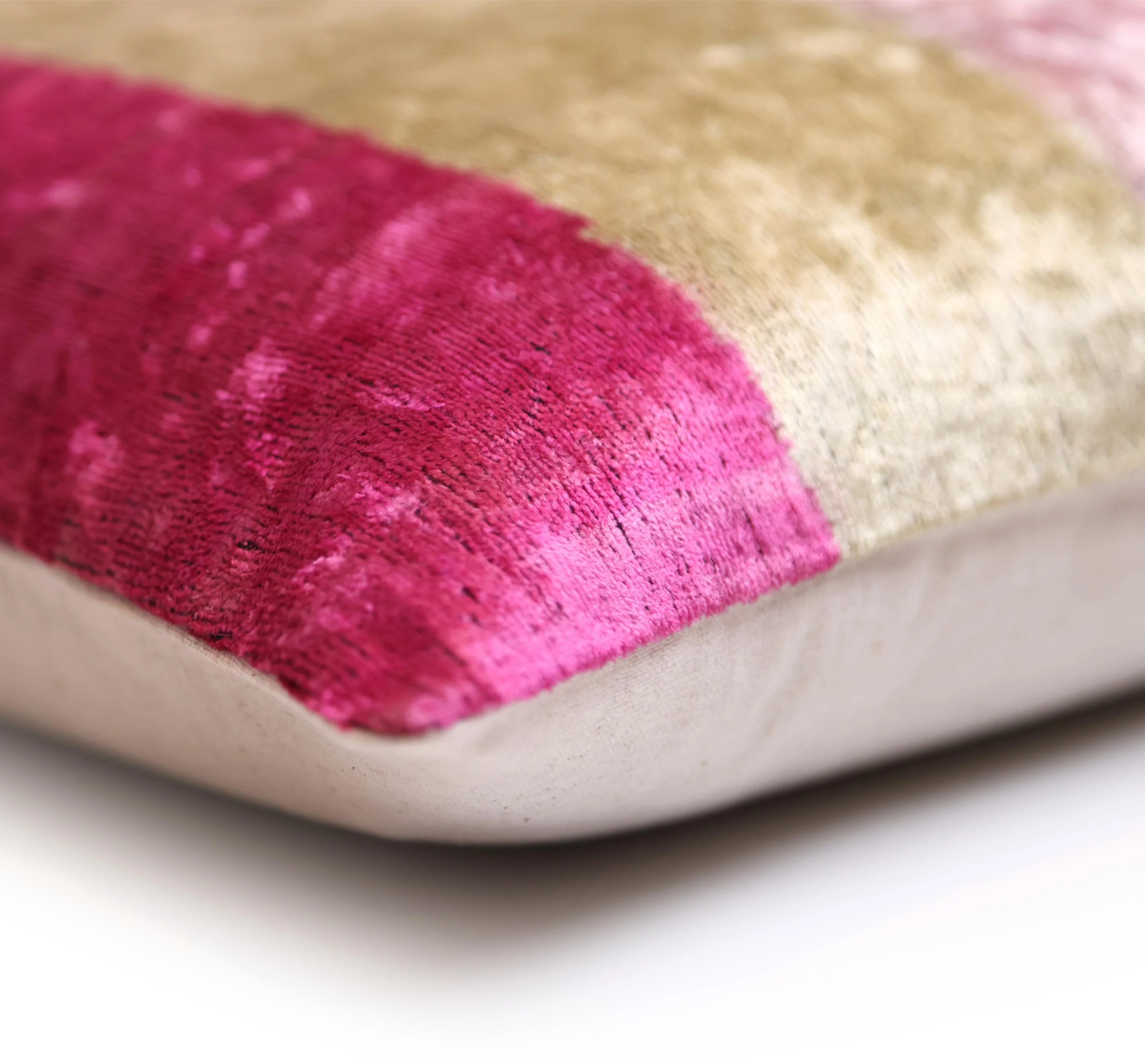 Pink Gold Striped Silk Velvet Lumbar Pillow – 16x24 Handmade Luxury Cushion - Image 7