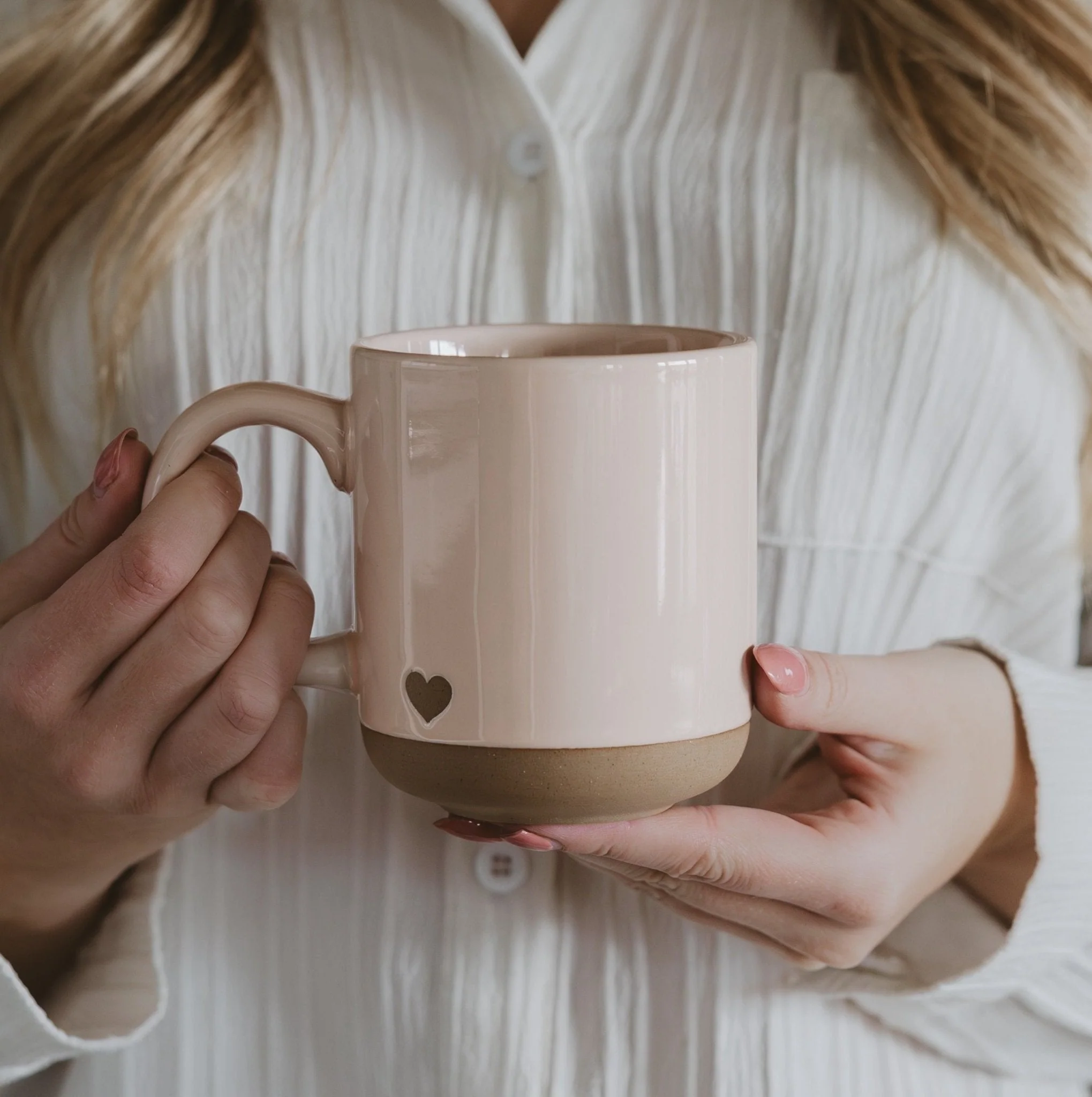 Pink Heart 14 oz Stoneware Coffee Mug - Image 3