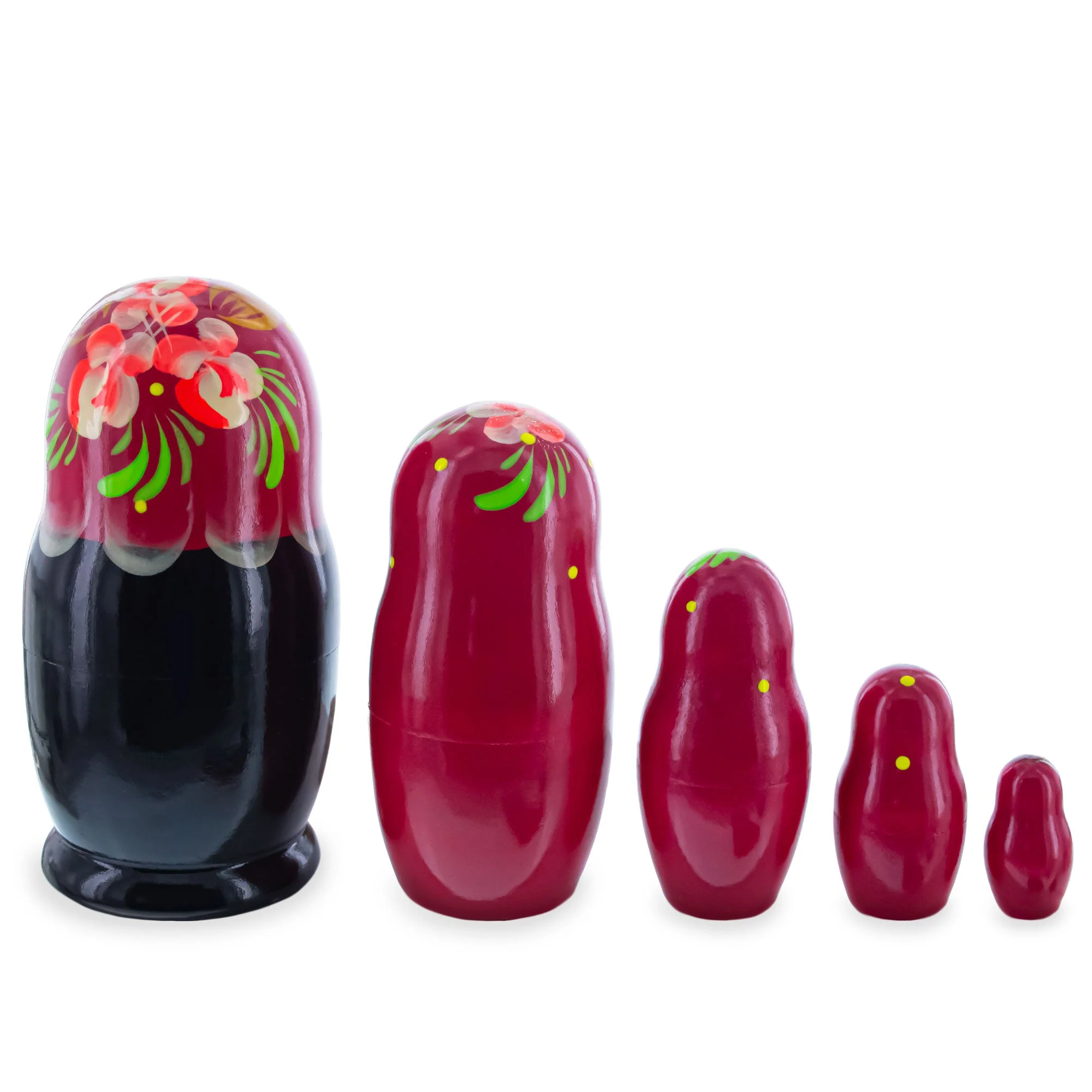 Pink Hood with Orange Flowers Wooden  Nesting Dolls - Image 2