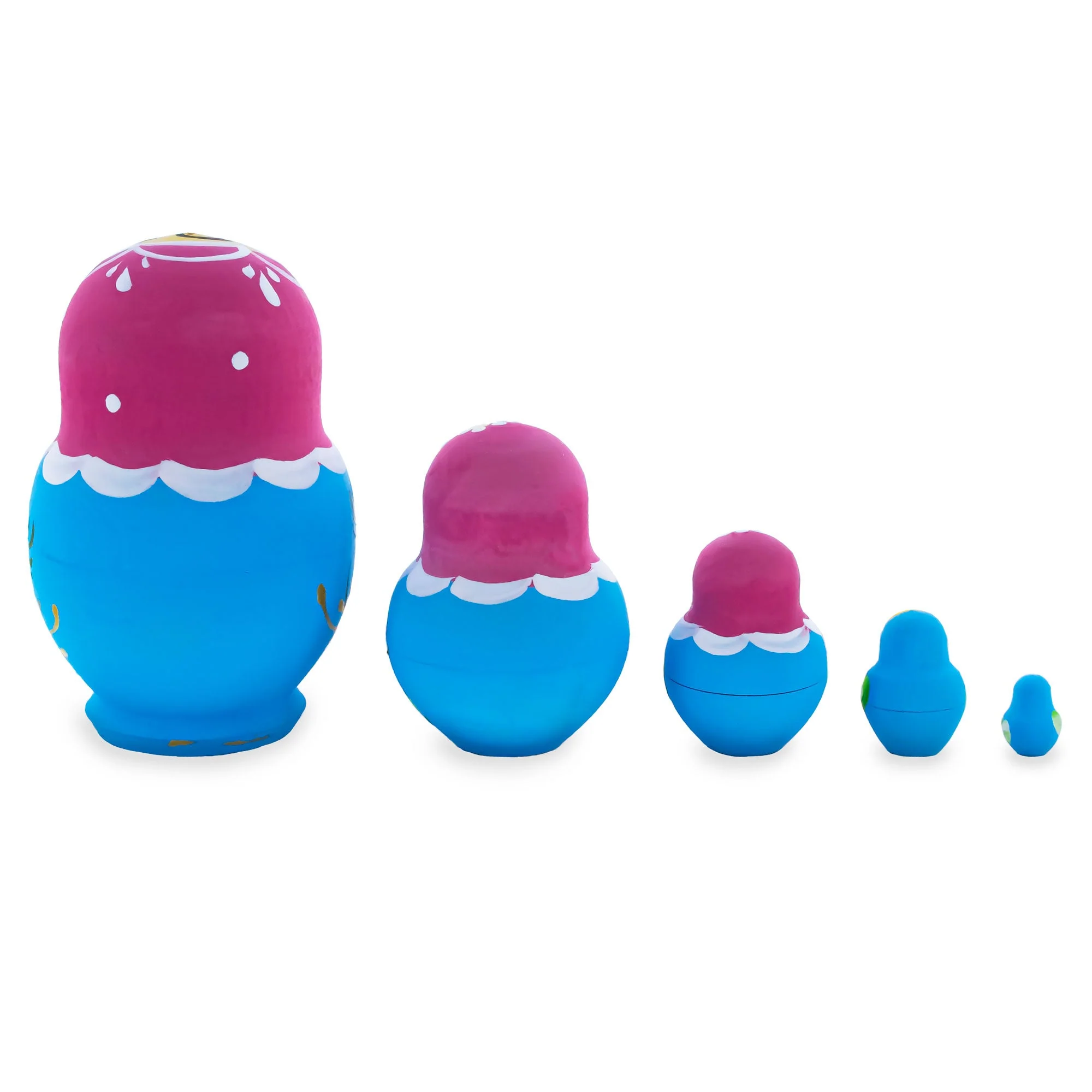Pink Hood with Pink Flowers Wooden  Nesting Dolls - Image 2