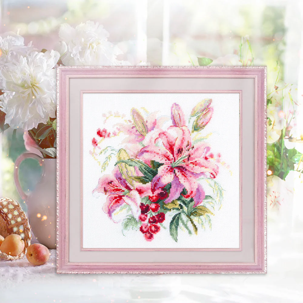 Pink Lilies 70-06 Counted Cross-Stitch Kit - Image 2