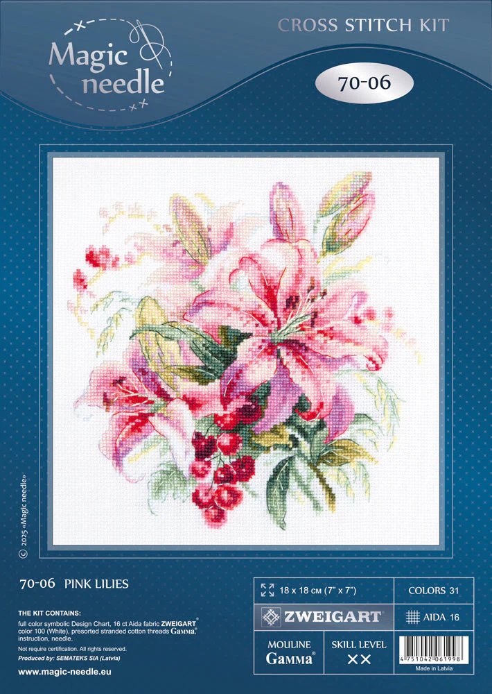 Pink Lilies 70-06 Counted Cross-Stitch Kit - Image 3