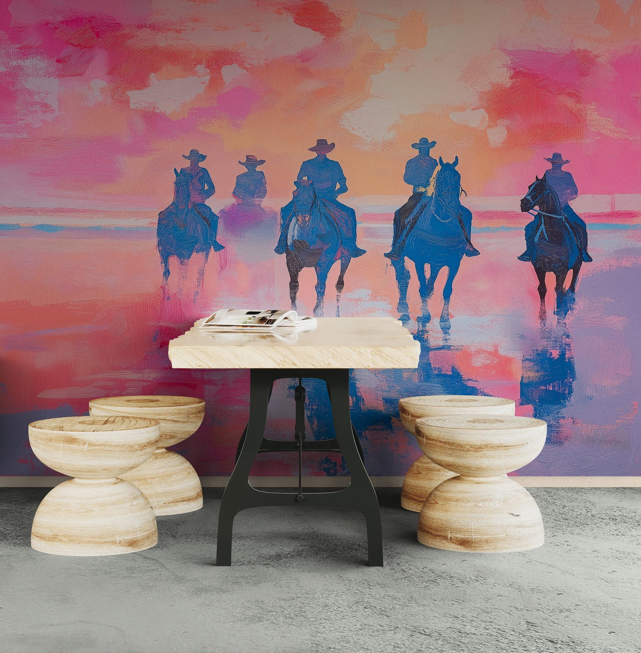 Pink Western Cowboy Style Wall Mural. Pink Cowgirl. #7048 - Image 2