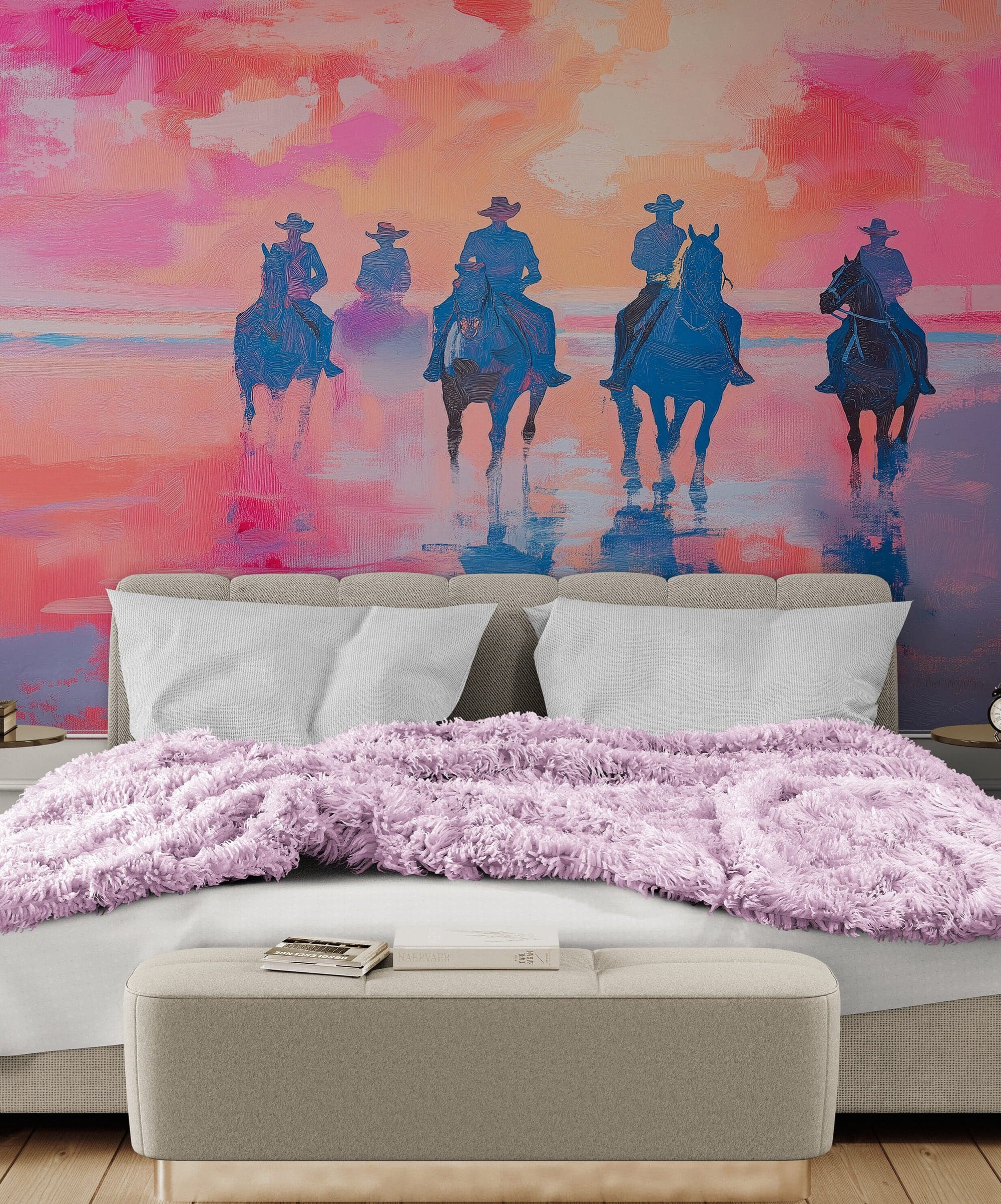 Pink Western Cowboy Style Wall Mural. Pink Cowgirl. #7048 - Image 5