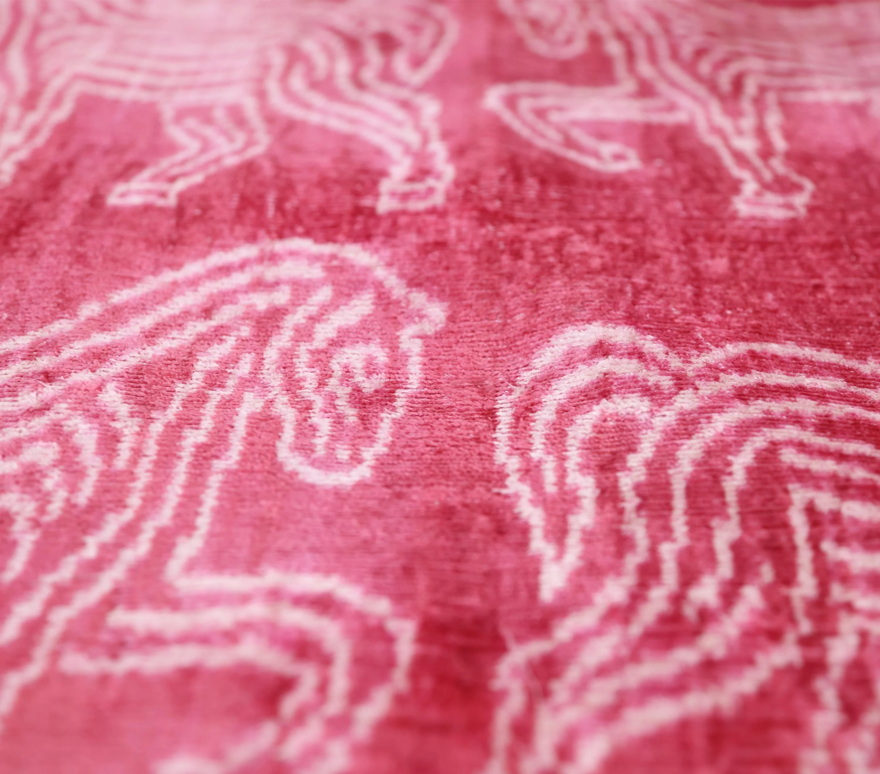 Pink White Zebra Silk Velvet Pillow – 20x20 Handmade Ikat Animal Cushion - Image 3