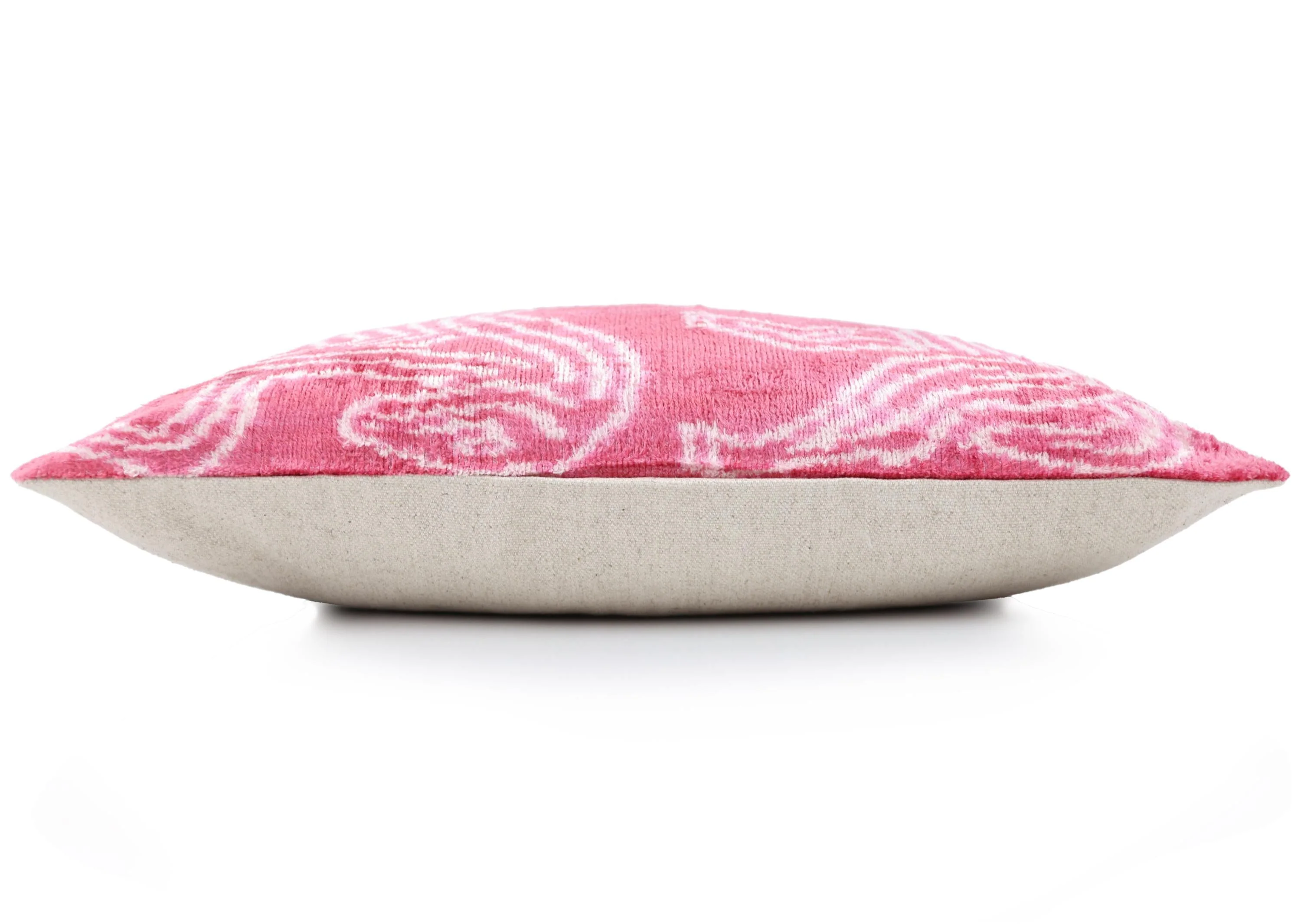 Pink White Zebra Silk Velvet Pillow – 20x20 Handmade Ikat Animal Cushion - Image 4
