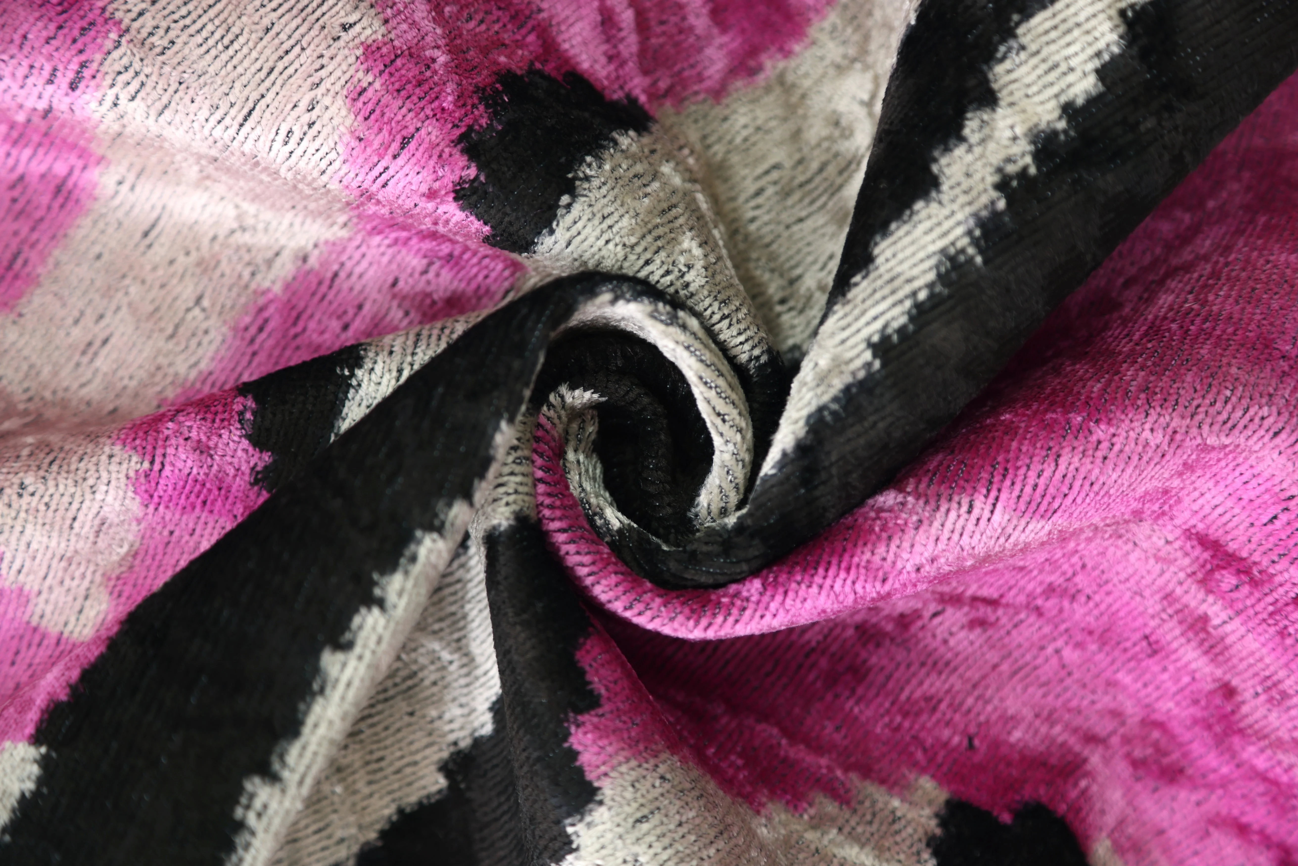 Pink Zebra Abstract Velvet Pillow – Handmade 16x24 Lumbar Cushion - Image 2