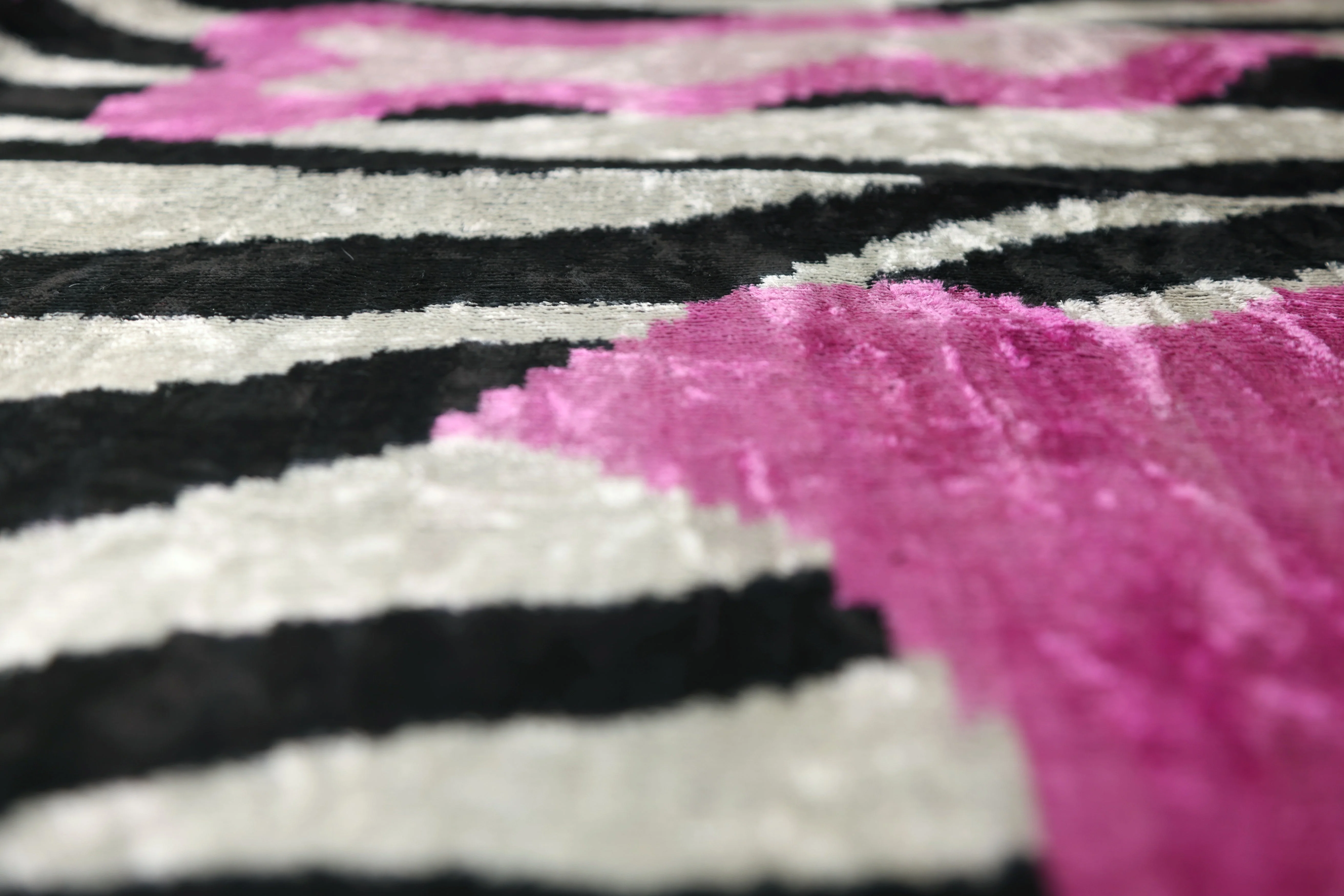 Pink Zebra Abstract Velvet Pillow – Handmade 16x24 Lumbar Cushion - Image 4