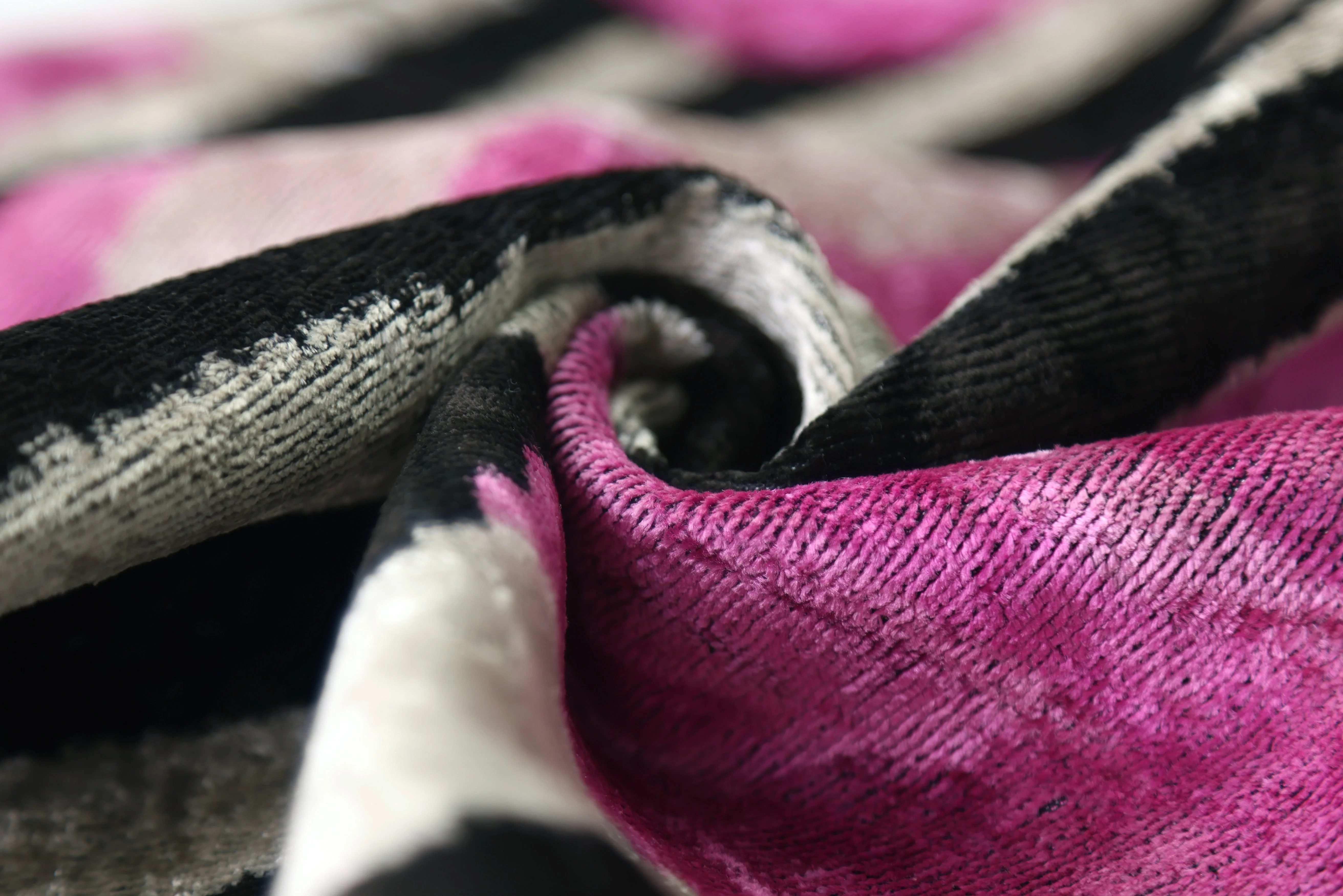 Pink Zebra Abstract Velvet Pillow – Handmade 16x24 Lumbar Cushion - Image 7