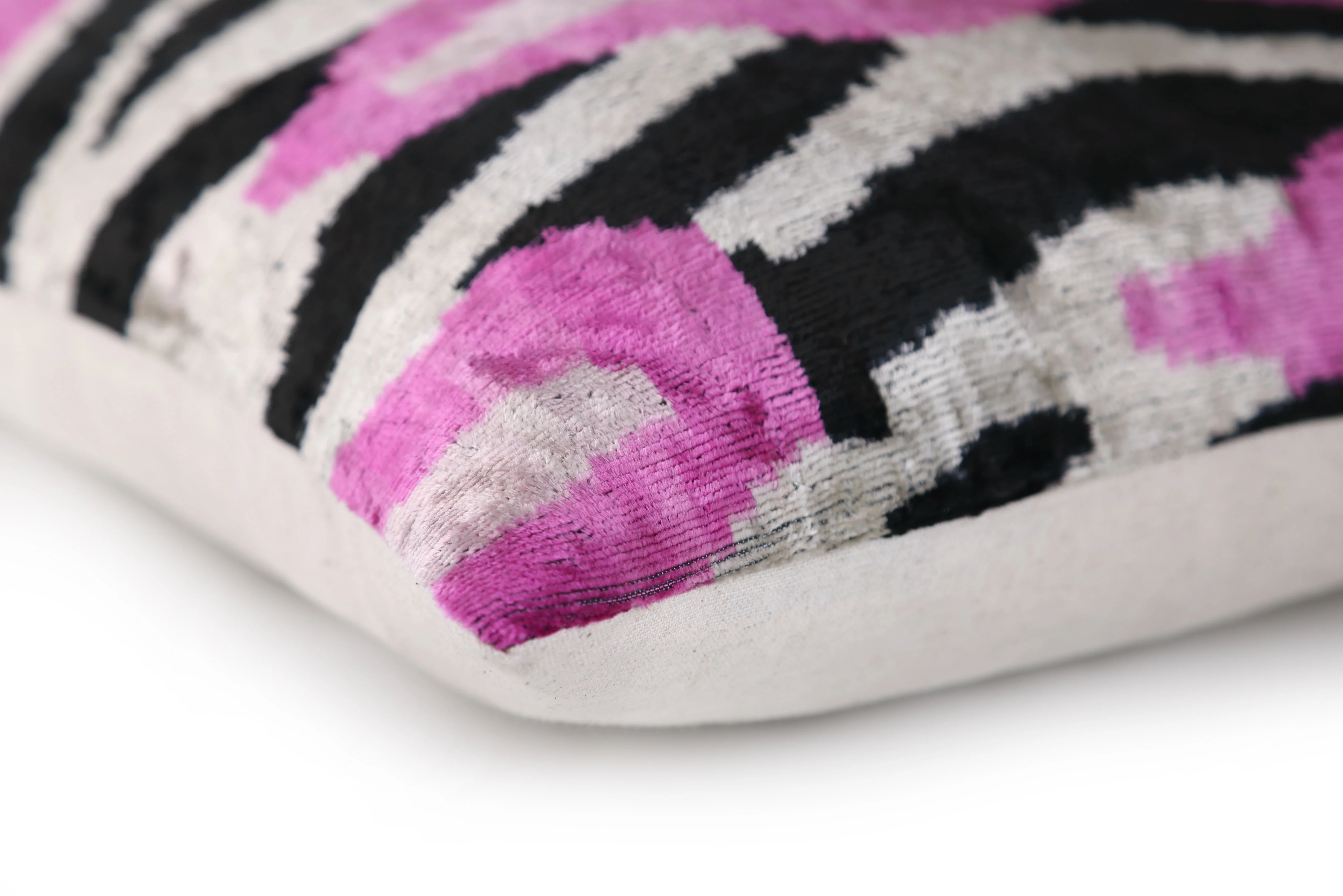 Pink Zebra Abstract Velvet Pillow – Handmade 16x24 Lumbar Cushion - Image 8