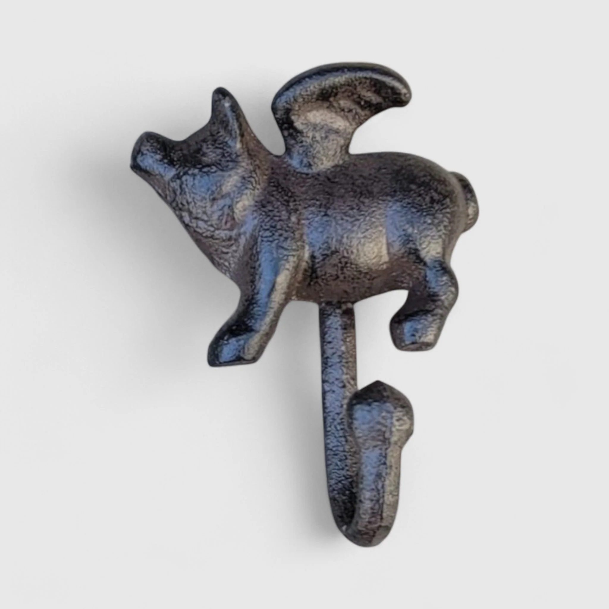 Playful Cast Iron Flying Pig Hook (Left Facing), Quirky Wall Accent - Image 2