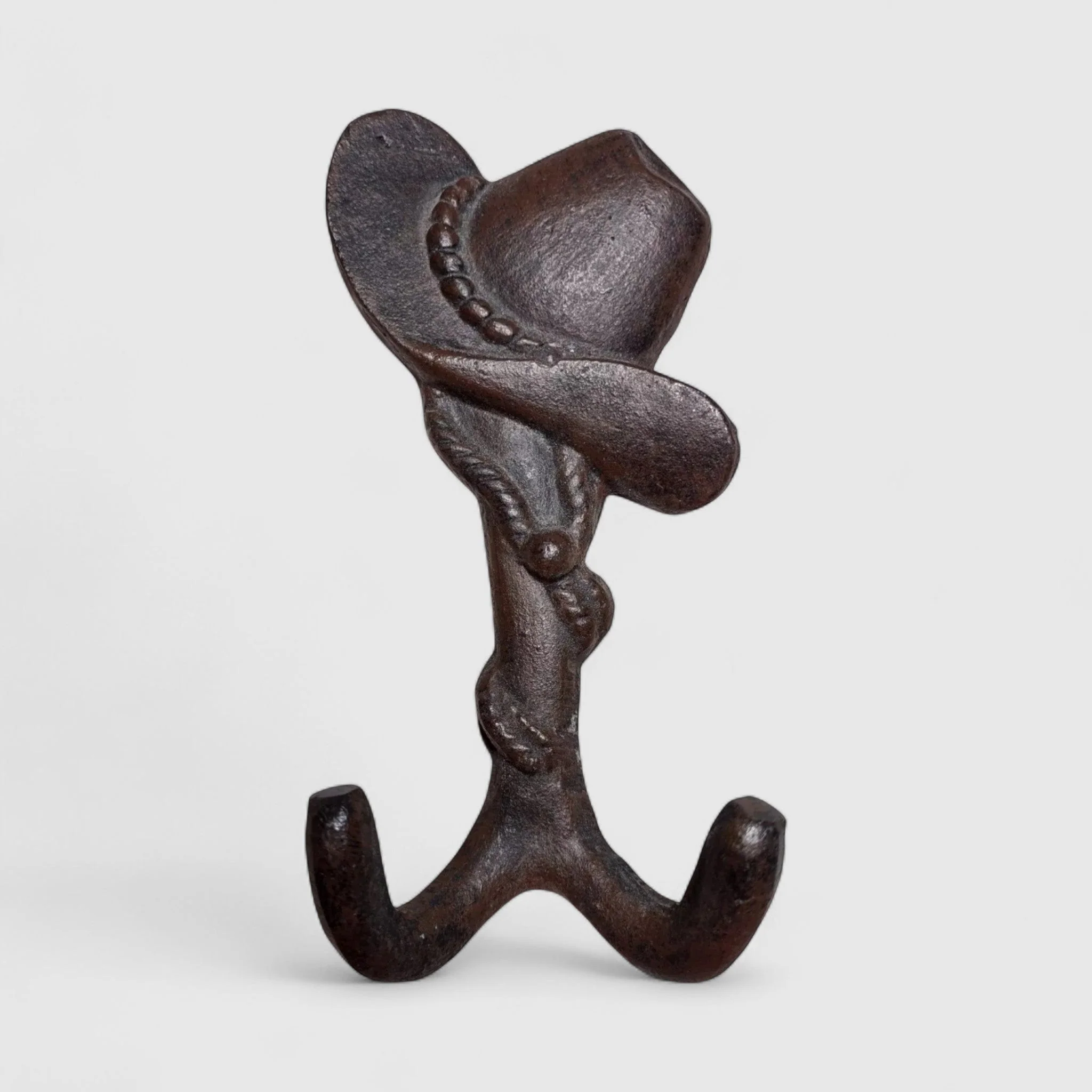 Playful Cast Iron Hat with Hooks - Country Western Wall Rack - Image 2