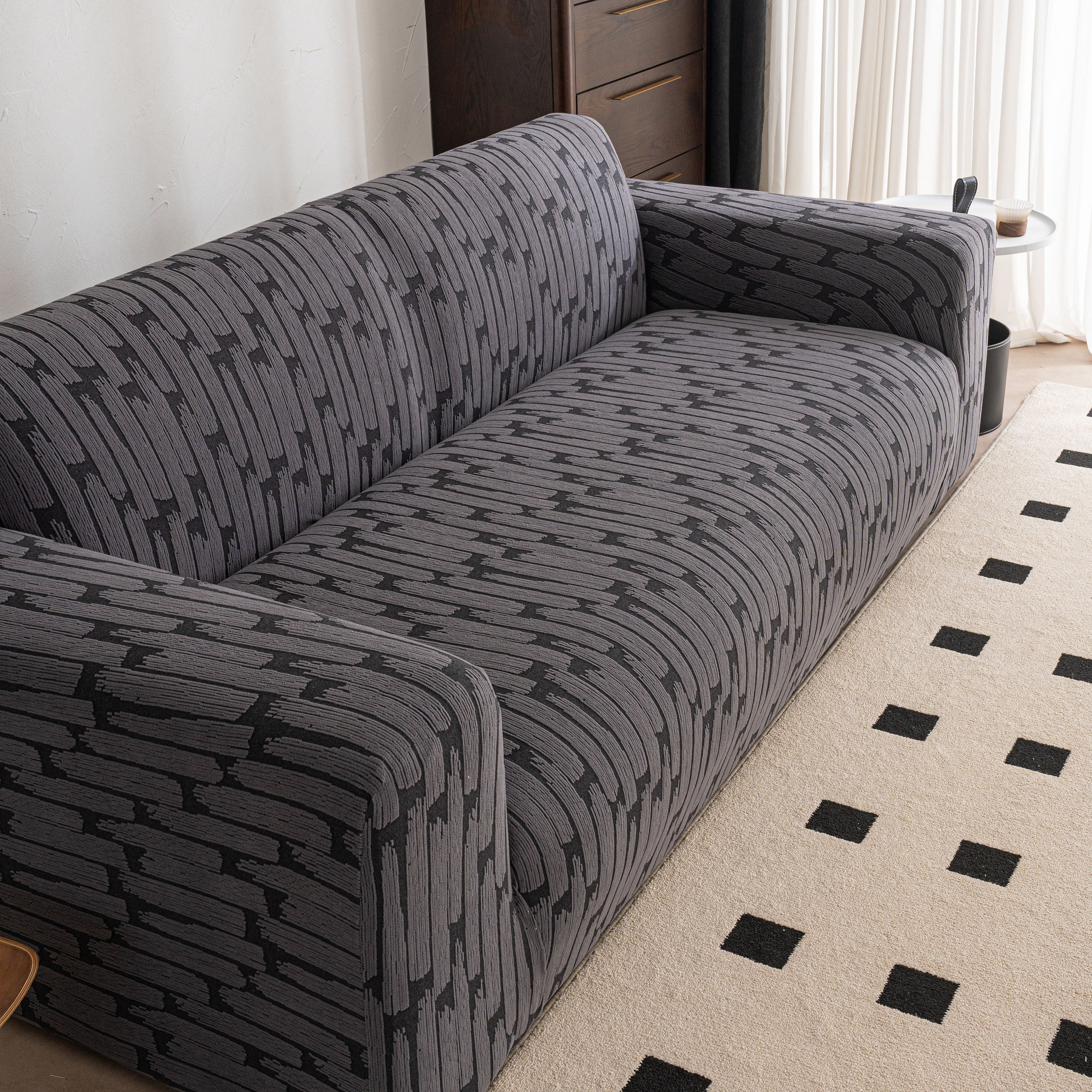 Plush Fleece Stretch Sofa Cover, Super Soft Textured Geometric Couch Slipcover - Image 11