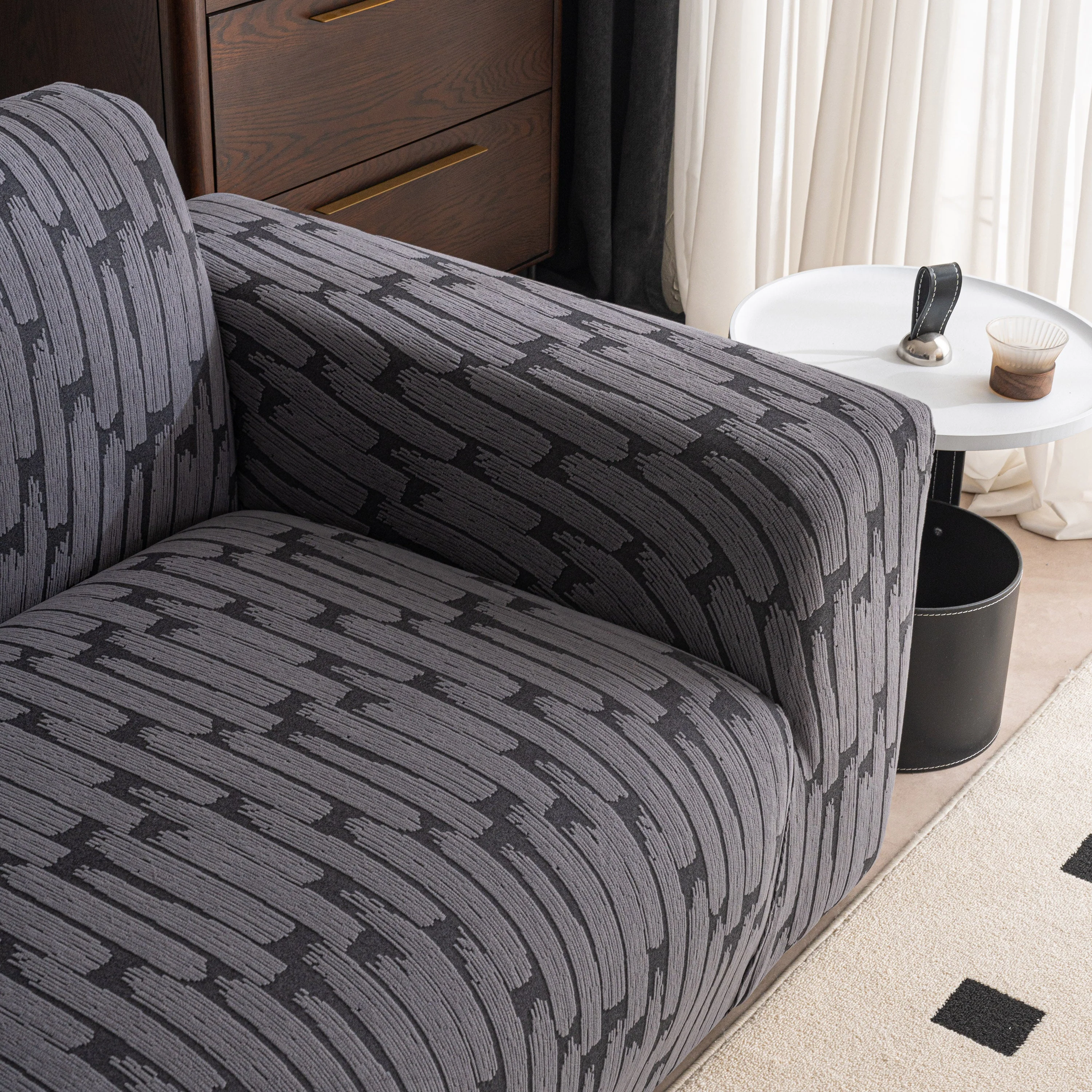 Plush Fleece Stretch Sofa Cover, Super Soft Textured Geometric Couch Slipcover - Image 12