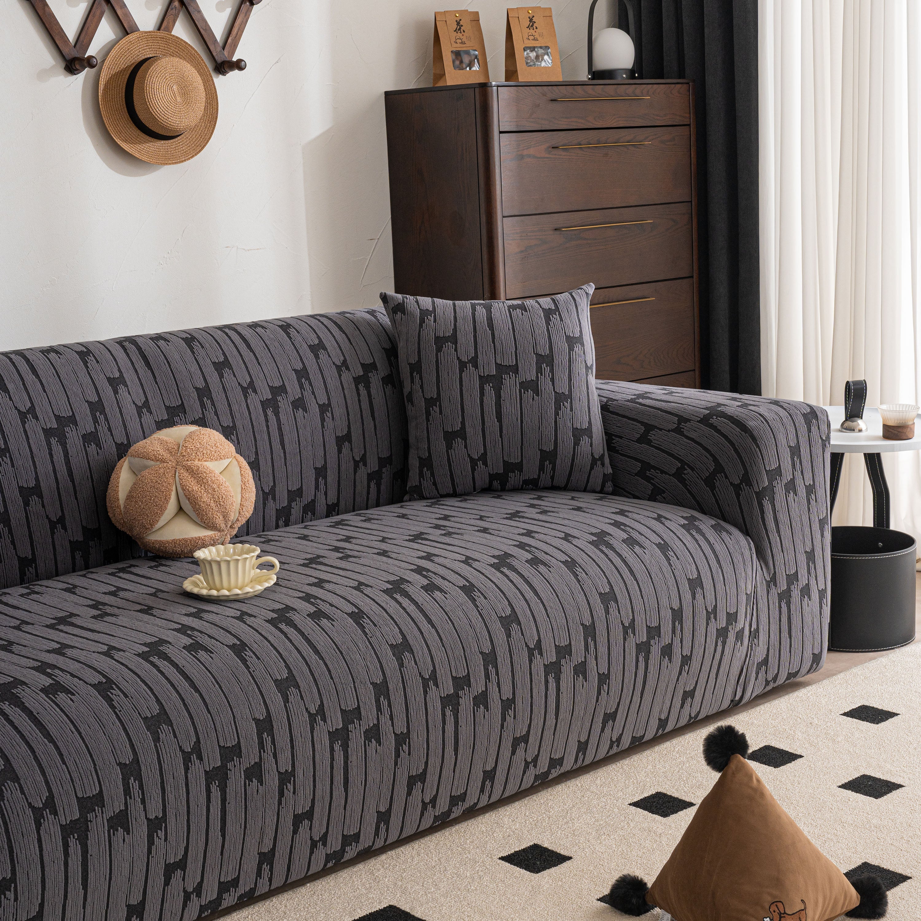 Plush Fleece Stretch Sofa Cover, Super Soft Textured Geometric Couch Slipcover - Image 16